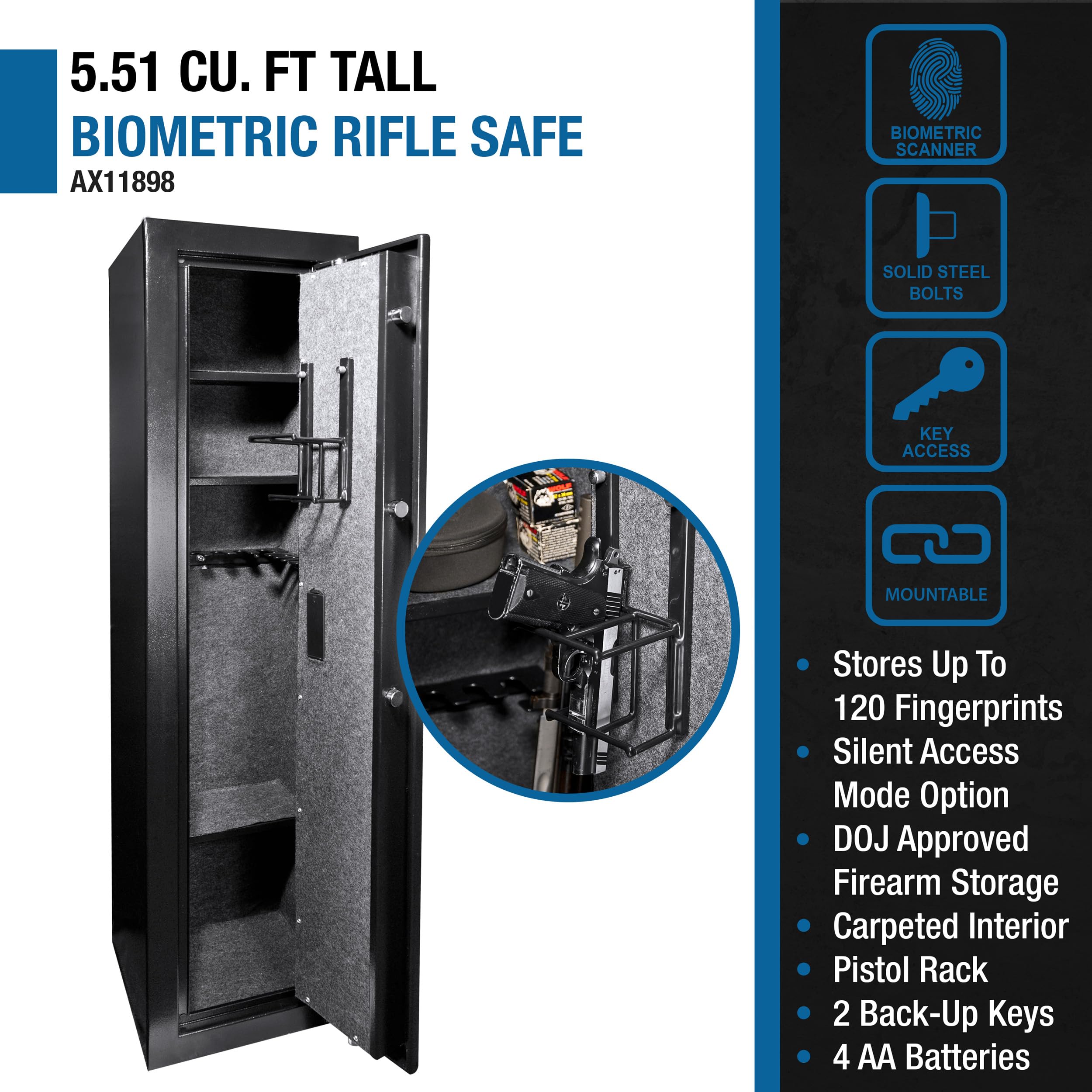 Barska AX11898 Large Biometric Rifle Safe : Amazon.ca: Sports