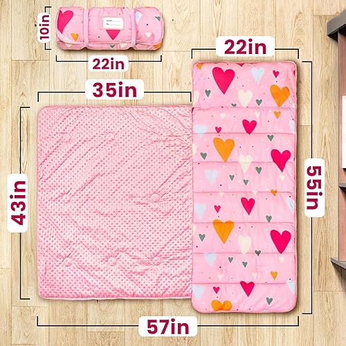 Miniatura 2 de Beavtaens Tapete para siesta para niños pequeños con funda extraíble, tapete de dormir para niños de 55 x 22 pulgadas para viajes, tapete grueso