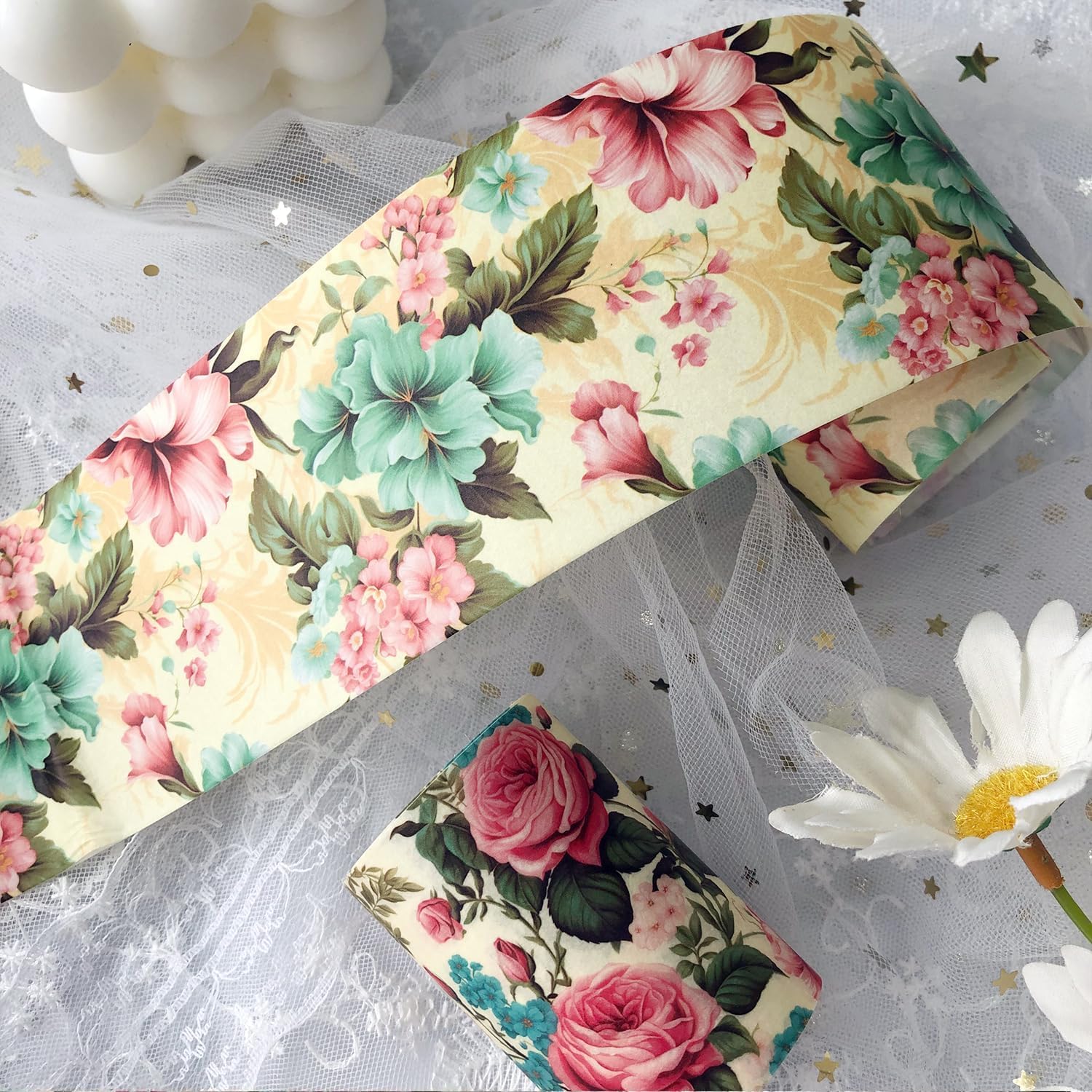 Flowers Stamp Bronzing PET Stickers Bullet Journal Dairy Scrapbook