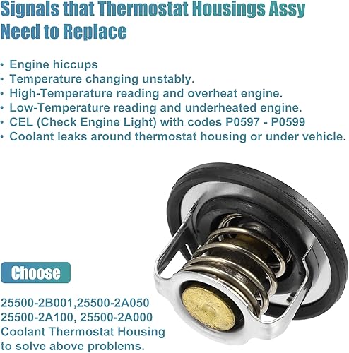Miniatura 7 de X AUTOHAUX 21200-ED000 25500-2A050 Conjunto de carcasa del termostato del refrigerante del motor para Hyundai Accent Kona Elantra Veloster Tucson