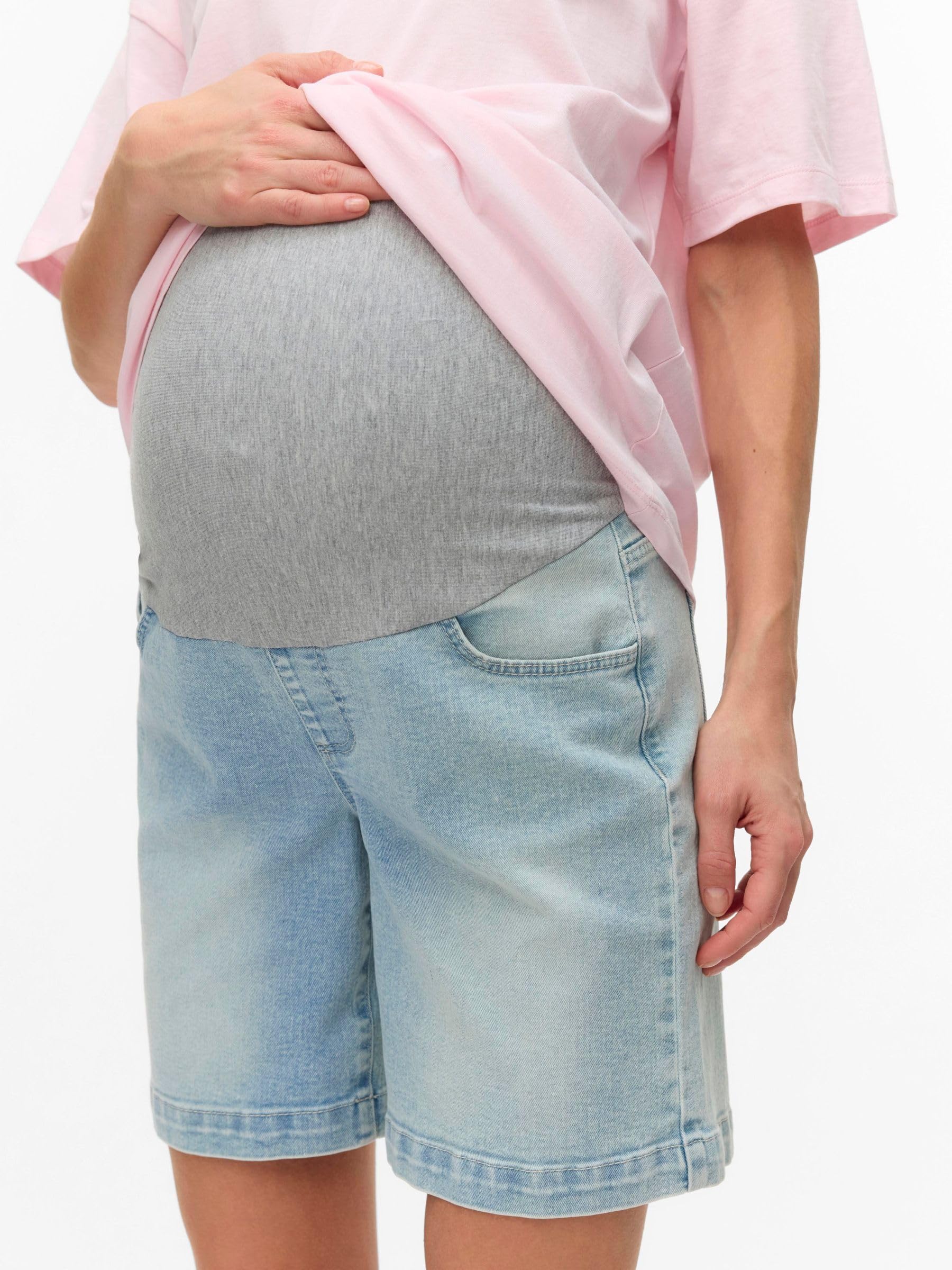 MAMALICIOUS Mama Licious damskie szorty dżinsowe Slim Fit Mid Rise Shorts