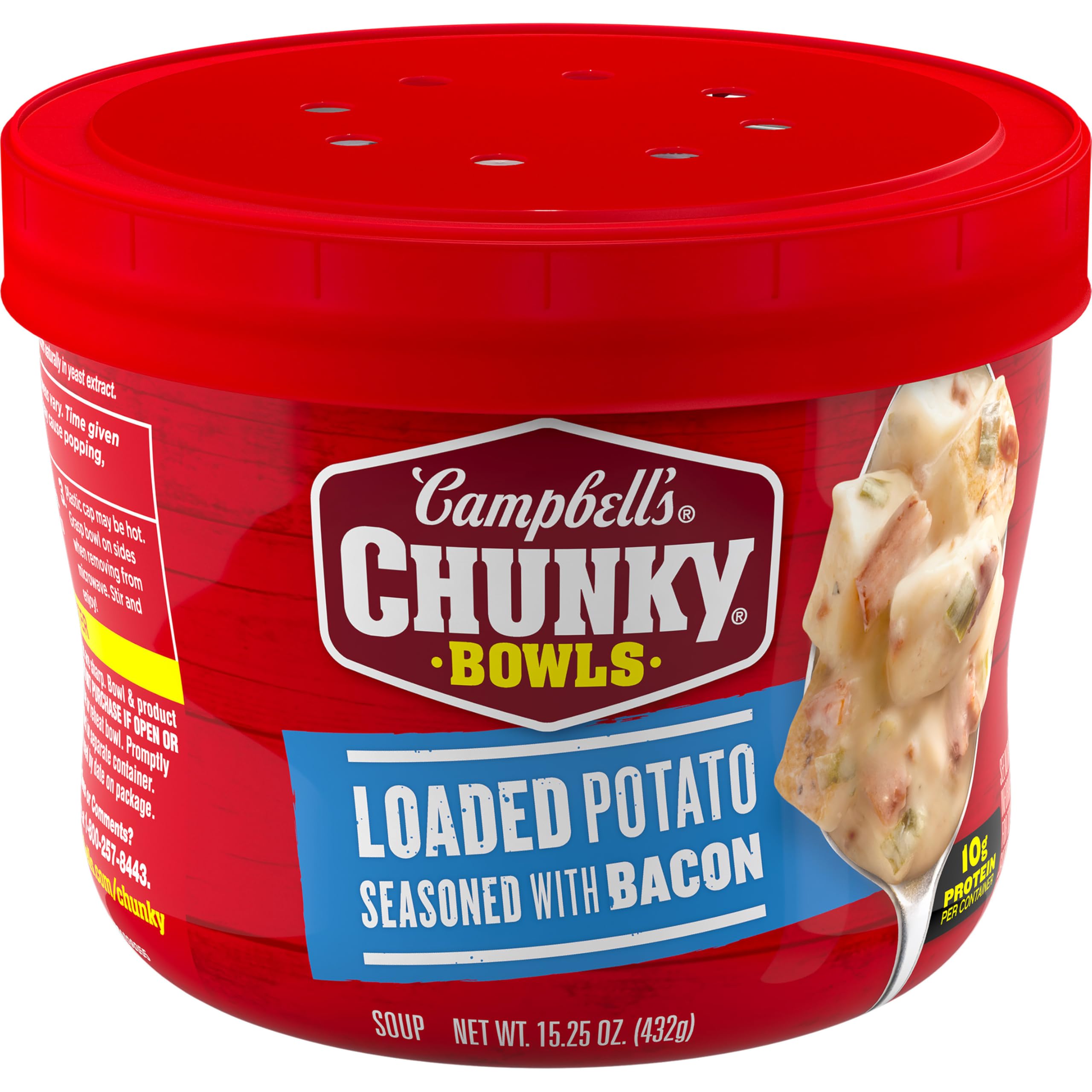 Campbell’s Chunky Soup, Loaded Potato Seasoned with Bacon, 15.25 oz Microwavable Bowl