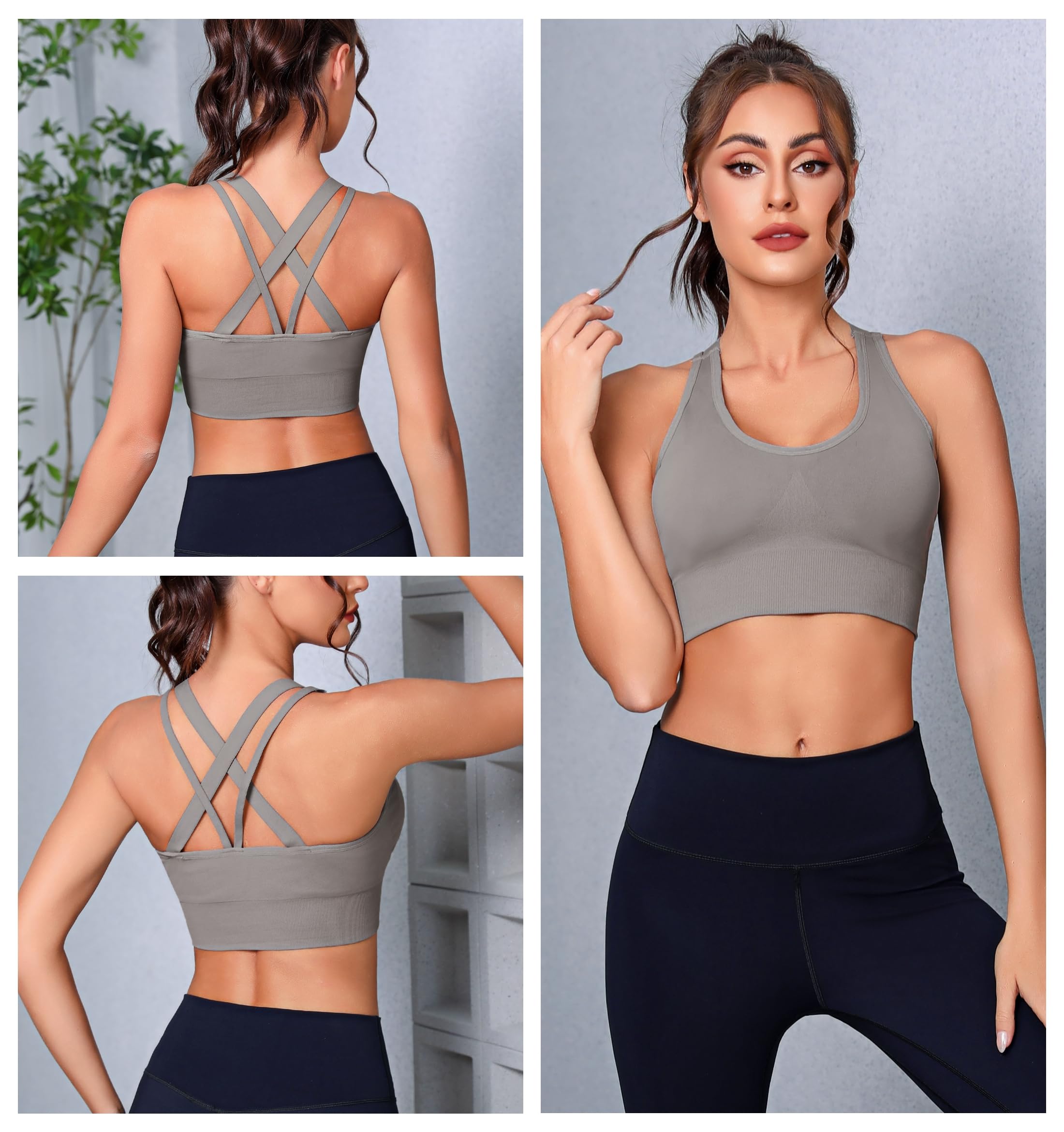 Leversic Reggiseno Sportivo da Donna Reggiseno Yoga Top Fitness Donna Imbottito Senza Ferretto Reggiseni Push Up per Yoga Jogging Gym S-XL