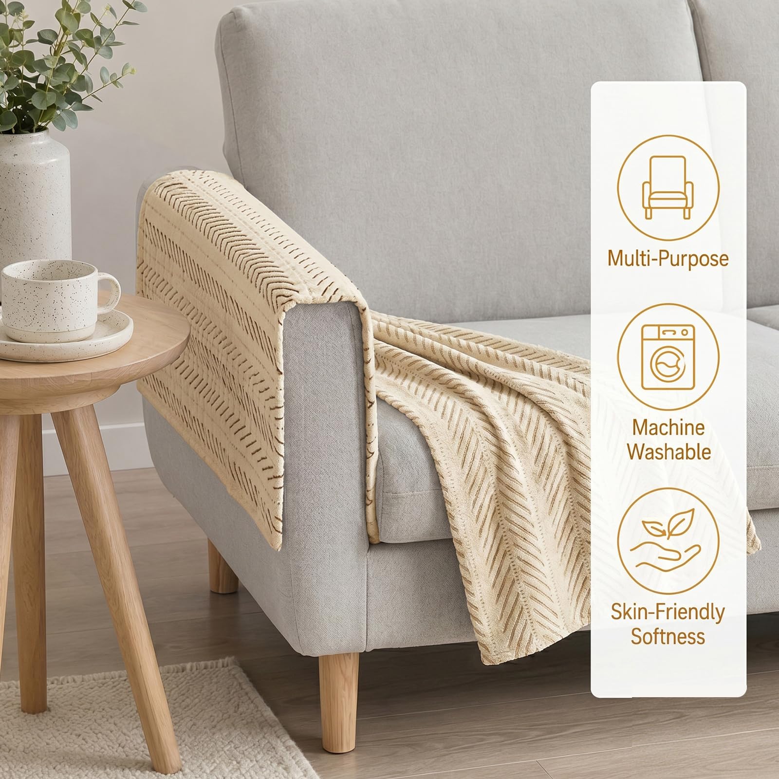 Sofa Armrest Covers, 2PCS Elastic Non Slip Sofa Covers for Fabric 70x90cm, White - Image 5