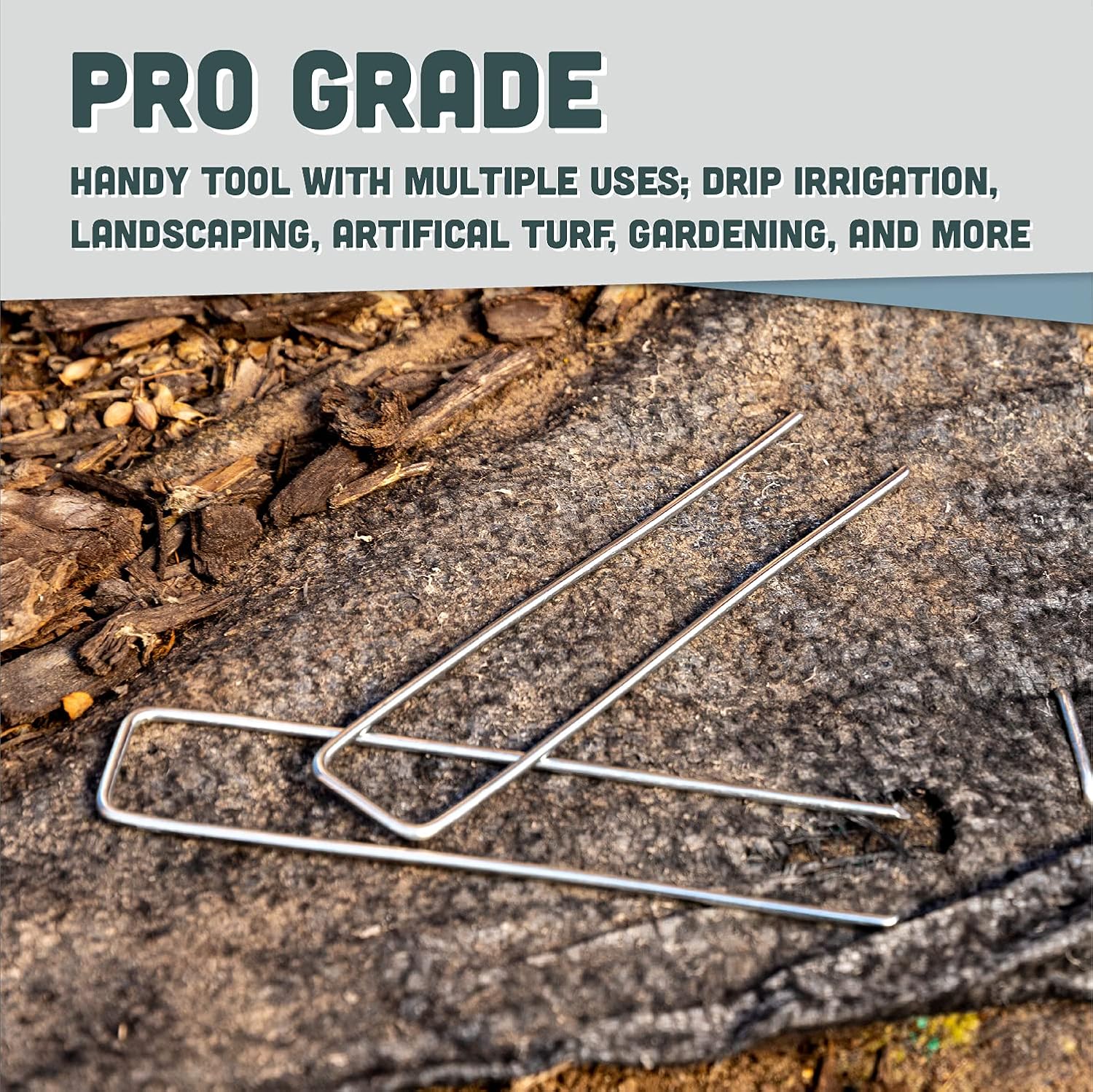 Squirrel Products Galvanized Steel Redrawn Garden Stakes, 6 Inch Lawn Staples, 11 Gauge Stakes, 2.9mm 15x2.5x15cm – 50 Pack
