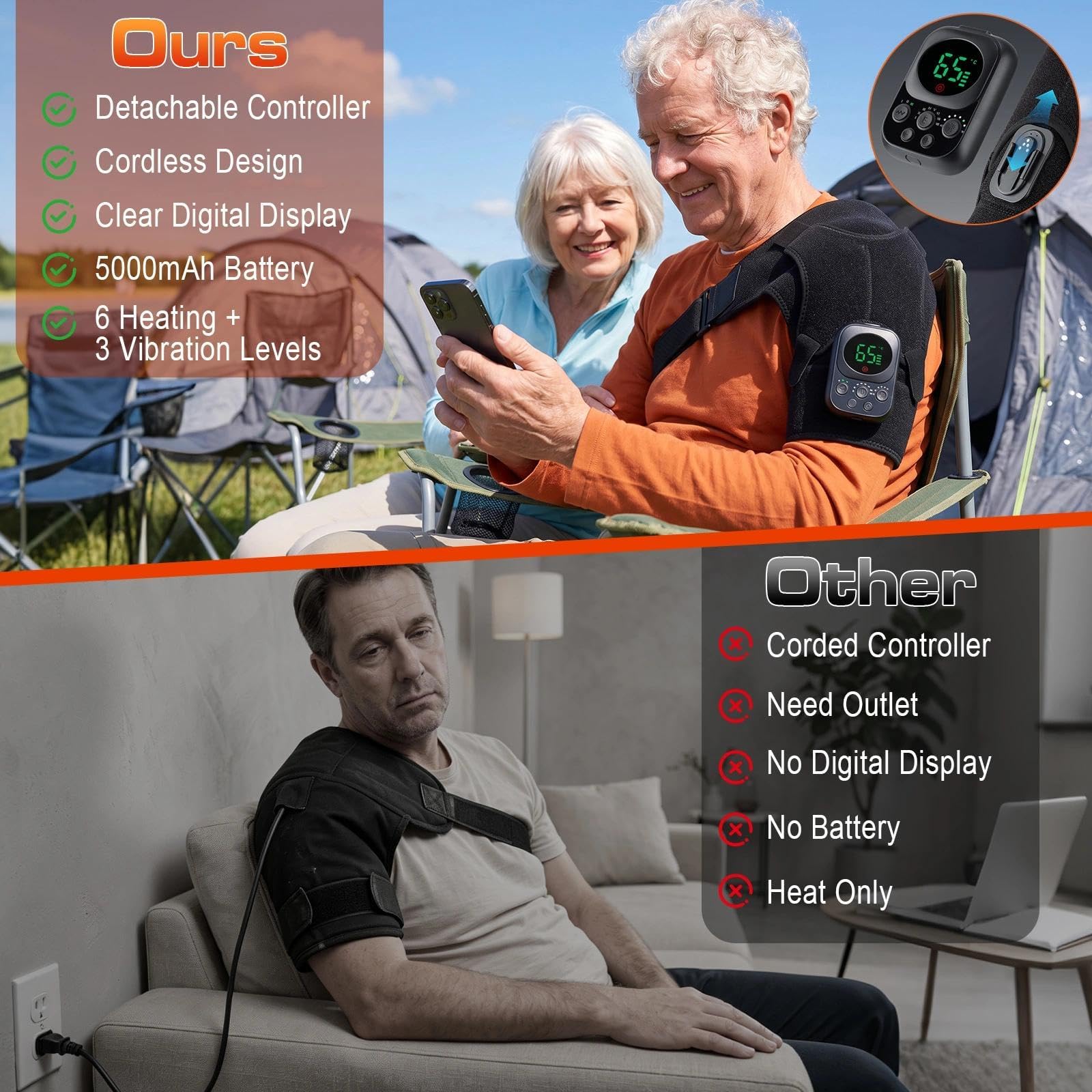 Schulter Massagegerät und Knie Massagegerät, 3-in-1 Kabellose Massagegerät