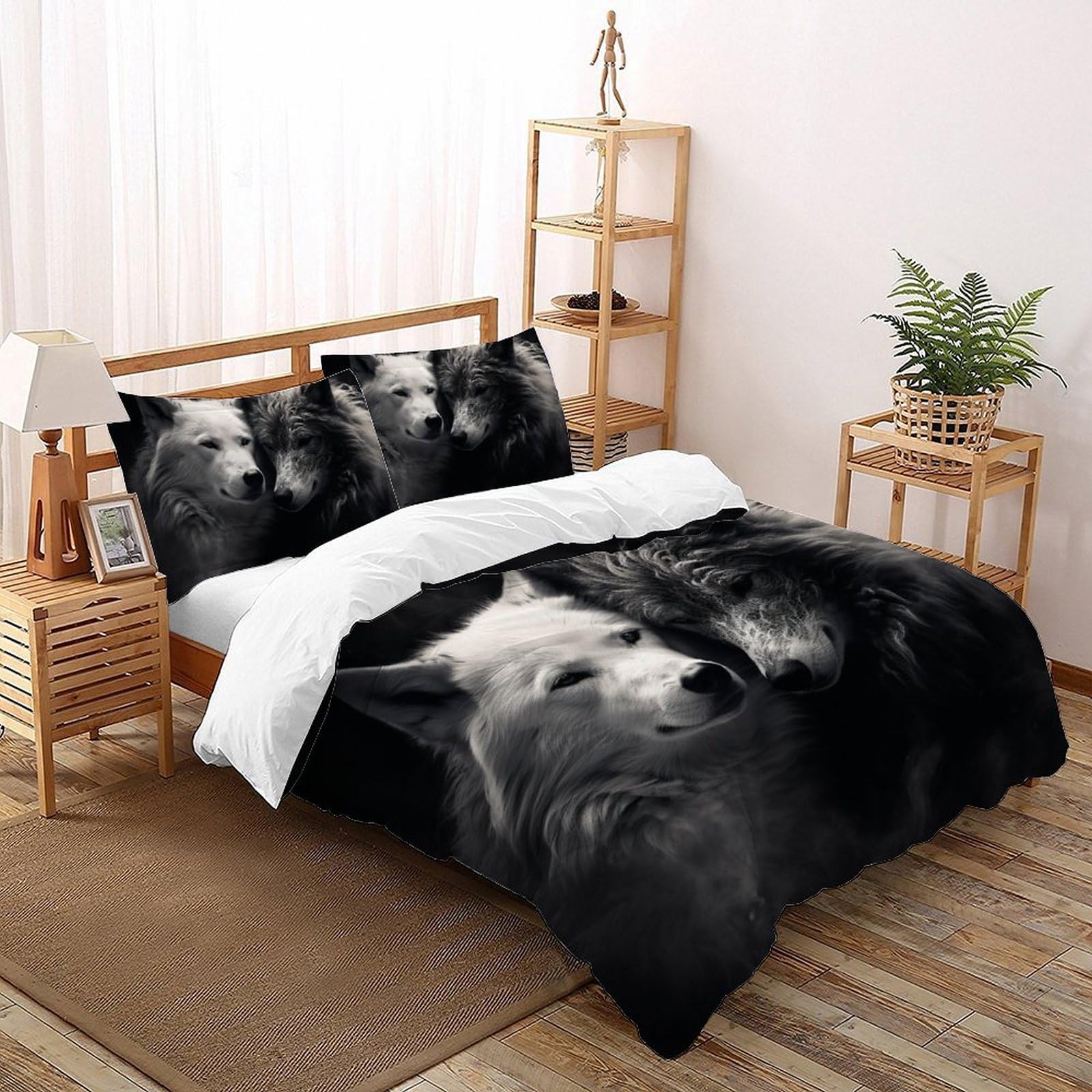 Housses de couette 3D enfants loup gris pour instaurer un rituel de sommeil apaisant