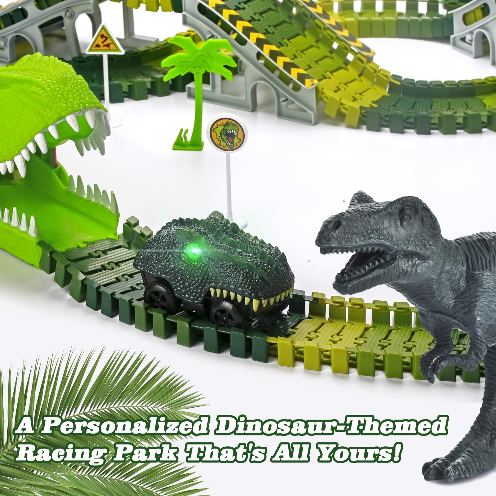 Dinosaur Toys Race Car - 286 Pcs Track Set -5