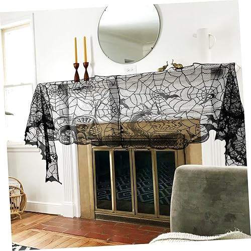 Miniatura 2 de KJHBV Mantel de tela de araña para chimenea, mantel de tela de araña, mantel de tela de araña de encaje, mantel de telaraña, mantel de tela de araña