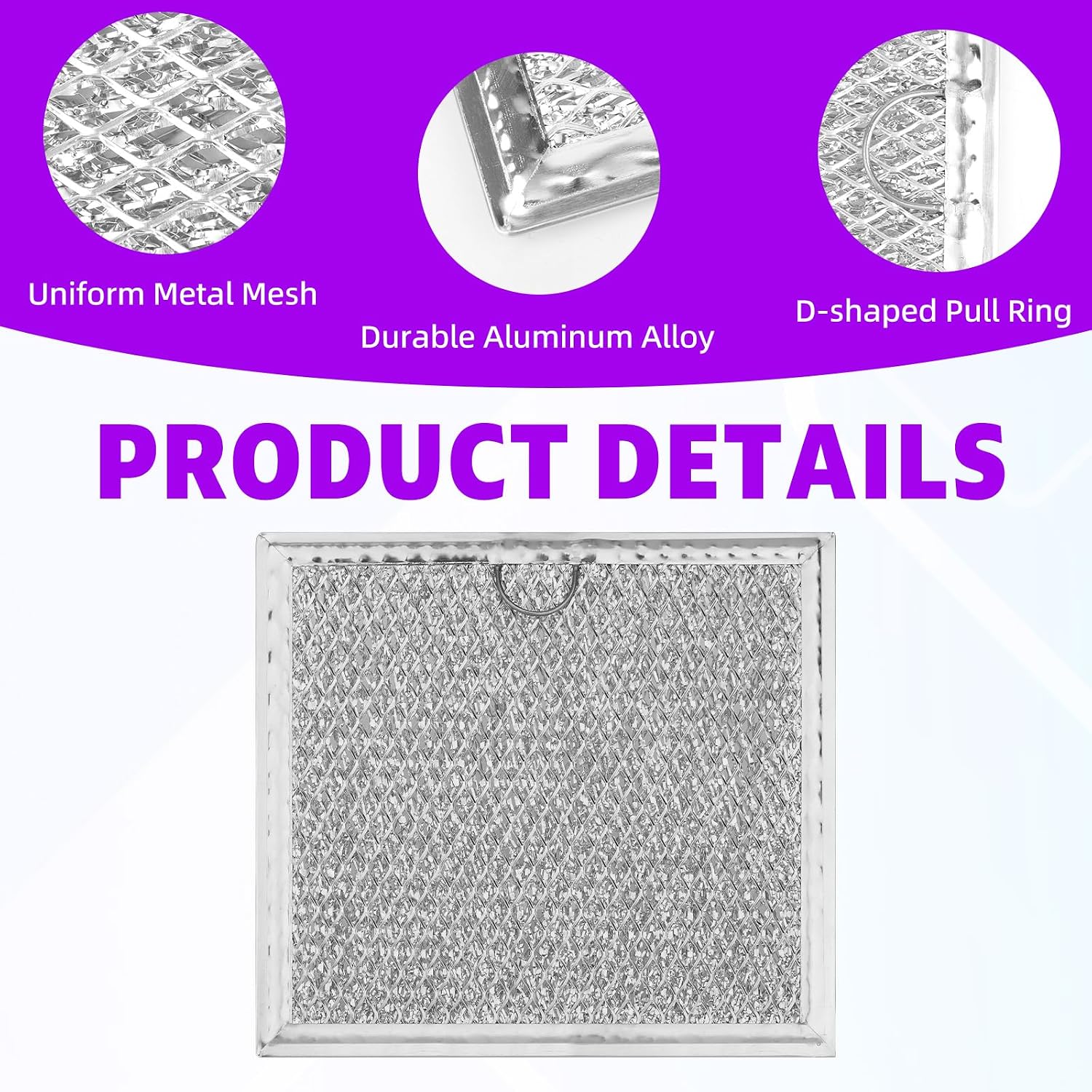 4pcs Microwave Filter Replacement, 17x16.2cm/6.7x6.37in Grease Filter Mesh Screen Compatible with GE WB02X11534 & Samsung DE63-00666A for Over-the-Range Oven Vent Hood Air Ventilation Parts
