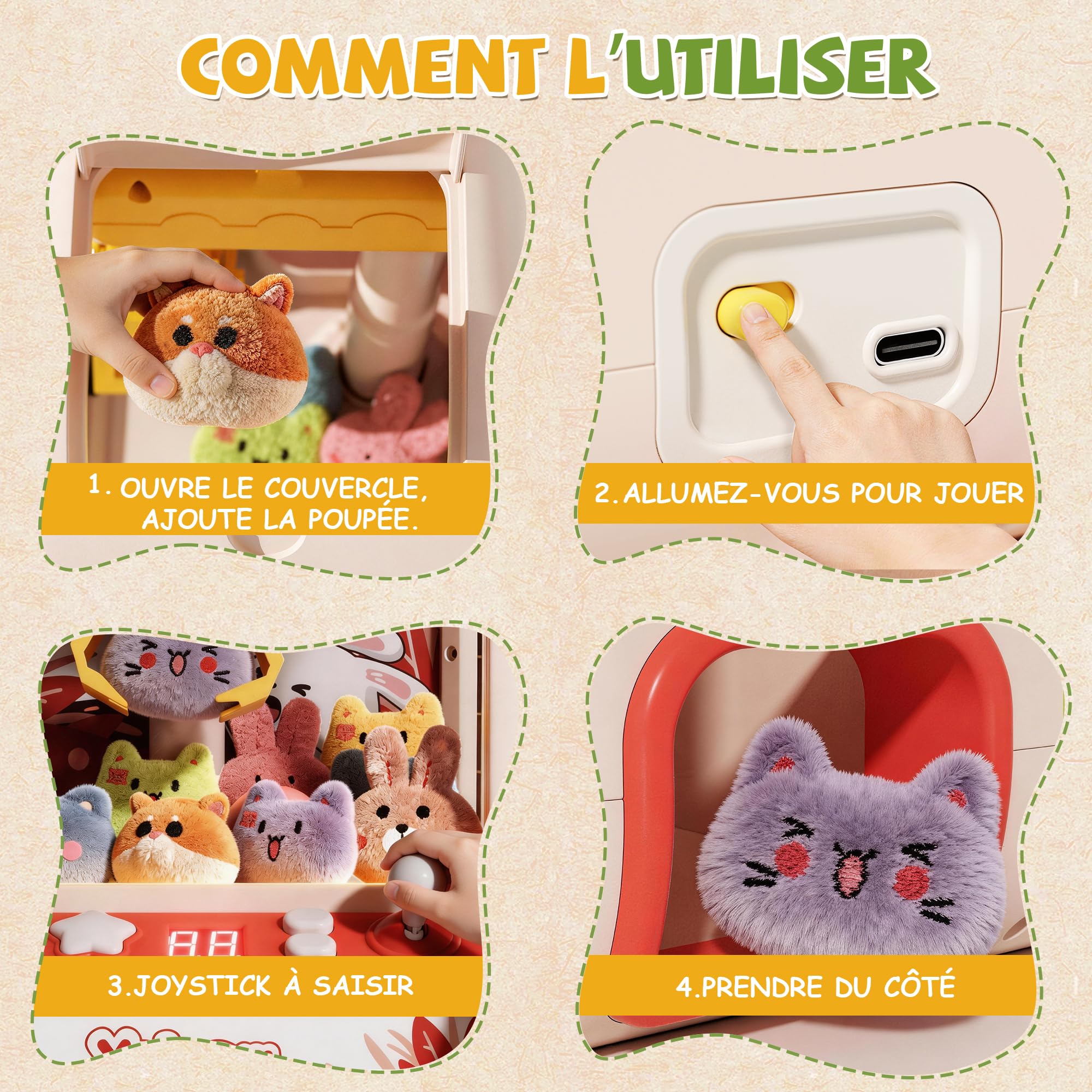Lapin Machine à Pince pour Enfants Fille,Machine à Pince Jouet Fille 6 7 8 Ans,Mini Machine à Griffes avec Son et LumièRes,Ideas Cadeau Anniversaire pour Enfants de 4 5 6 7 8