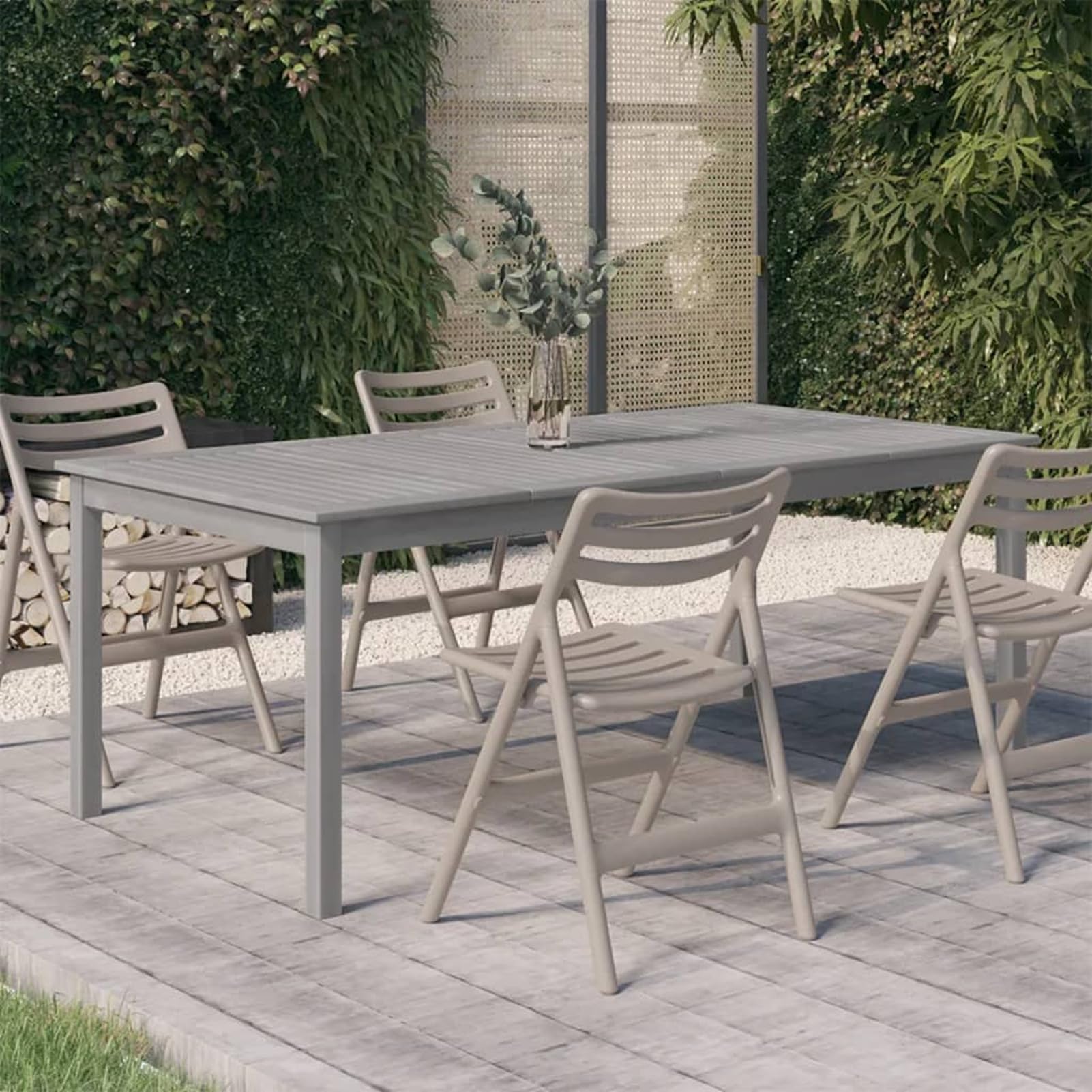 Gecheer Tavolo da Giardino, per Pranzo all'aperto e Arredamento Esterno 200x100x75 cm, Legno massello di Acacia con Finitura ad Olio, Tavolo da Patio e terrazzo