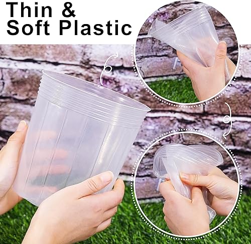 Miniatura 4 de ELCOHO Paquete de 60 macetas de plástico transparente suave de 6.76543 pulgadas, macetas de inicio de semillas, macetas con agujero de drenaje,