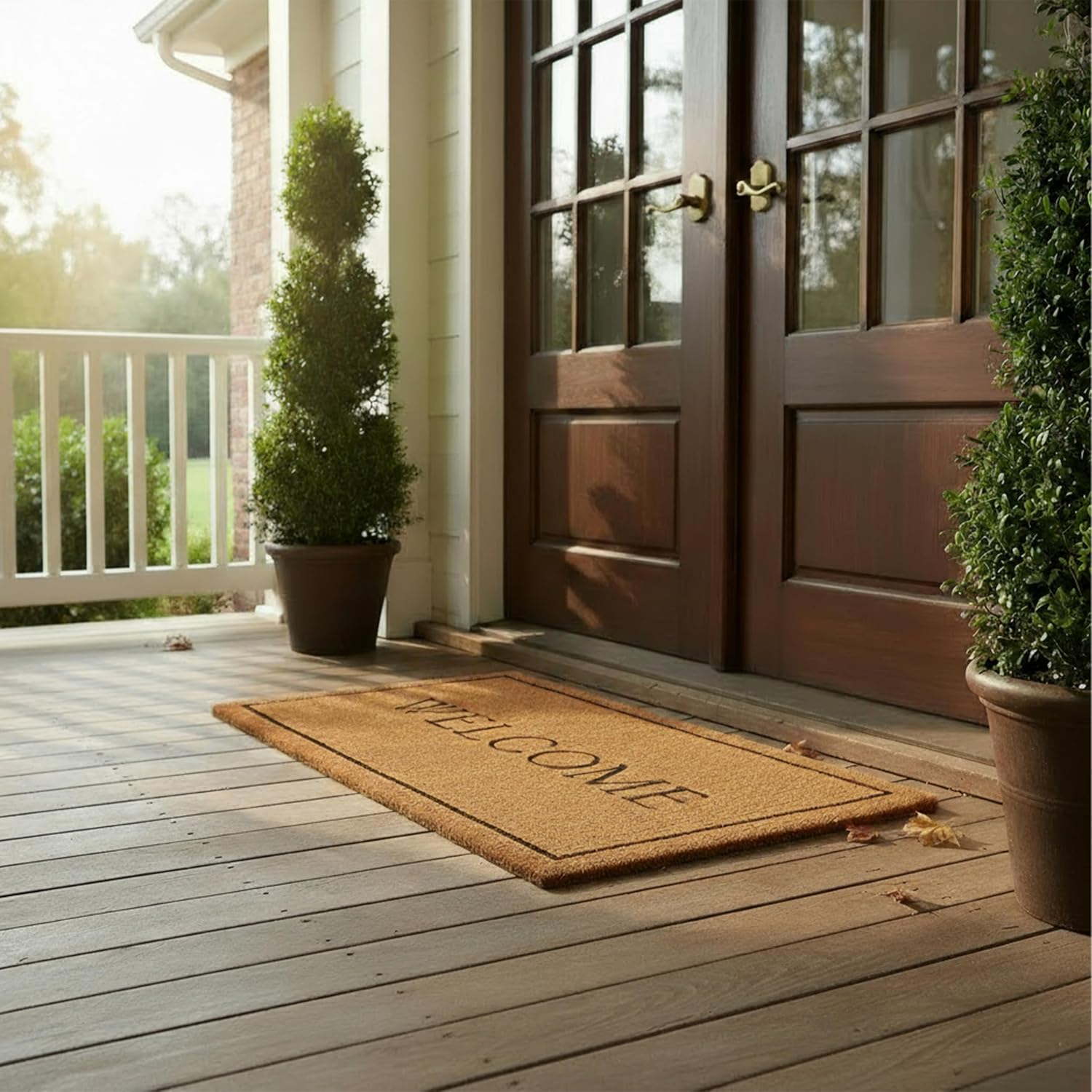 Calloway Mills AZ104812436 Welcome Border, 100% Coir Doormat, 24" x 36" x 1.50", Natural/Black