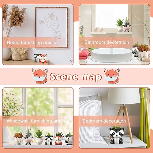 Miniatura 7 de 6 macetas para suculentas con agujero de drenaje, diseño de vaca de dibujos animados, elefante, maceta de cerámica, maceta de flores pequeñas,