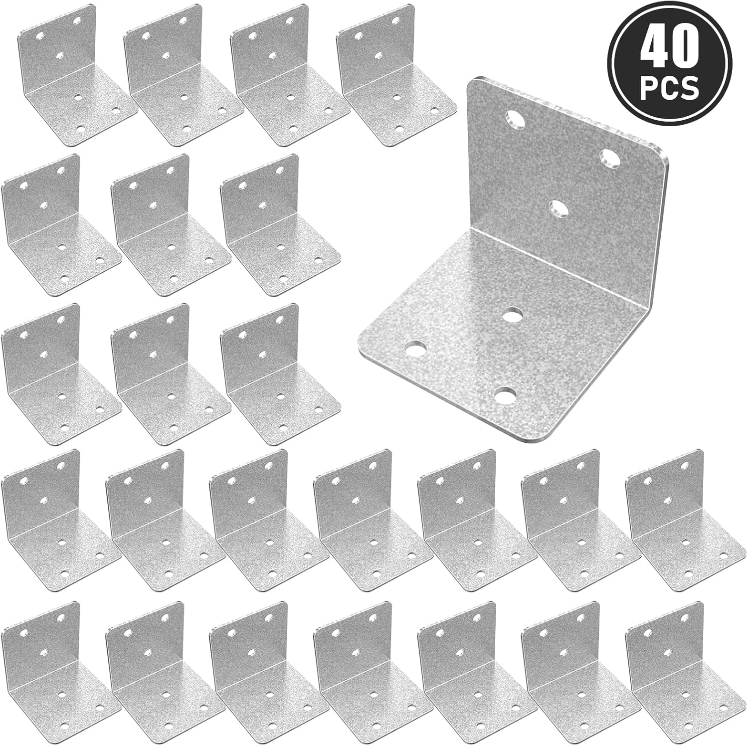 Riuog 40 Pcs Metal Corner Braces, 2x2in L Brackets for Wood