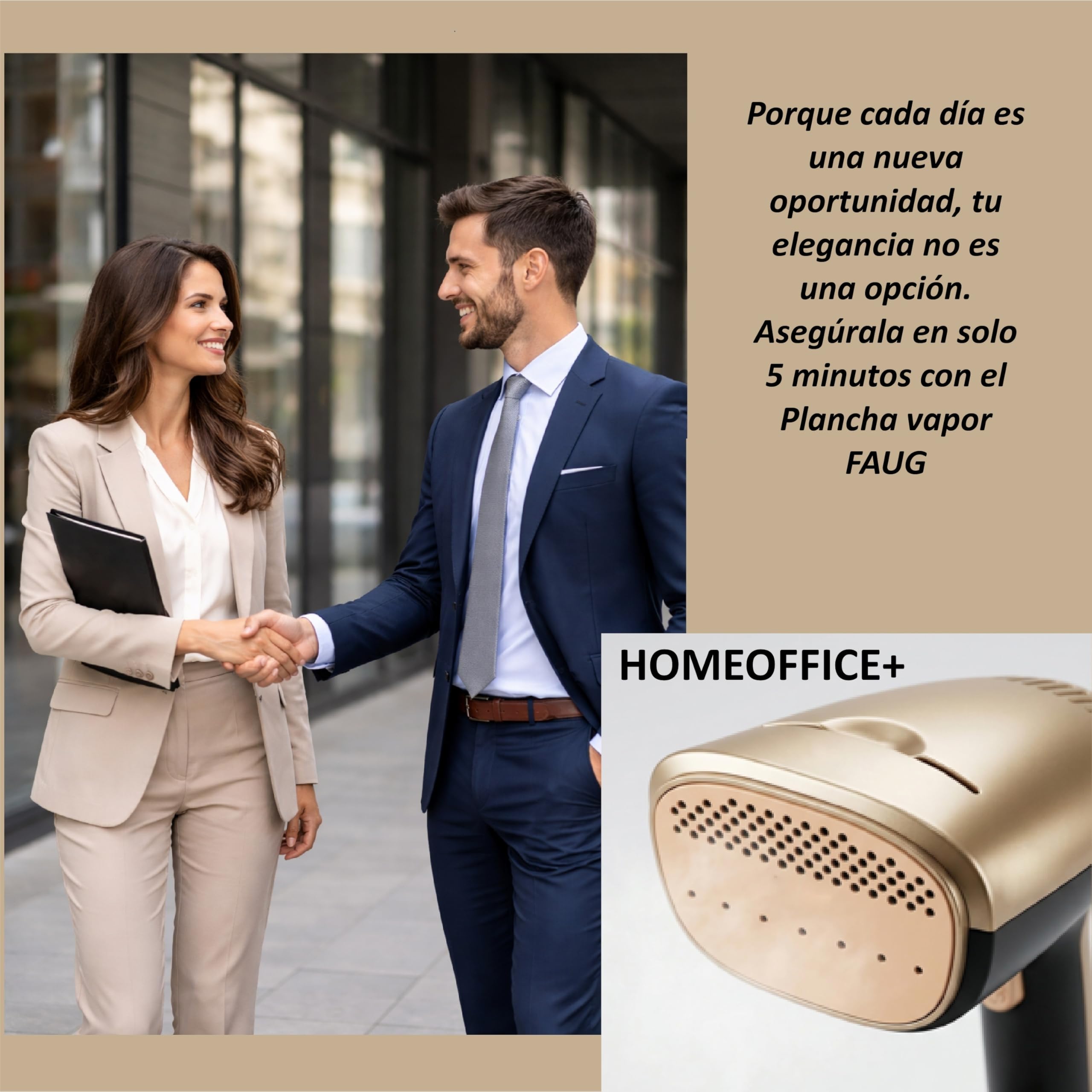FAUG Plancha vertical 1500W. Gana un 50% de eficiencia gracias a la nueva función de succión. Flujo de vapor de 15 a 21 g/min y suela de teflón para prendas sin arrugas.