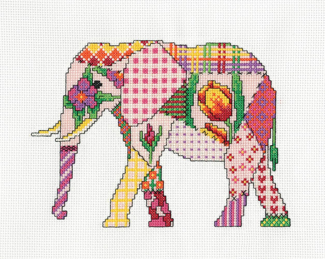 Heritage Crafts N/A Cross Stitch Kit - Patchwork Elephat By Michael Learer - 14 Cout Aid
