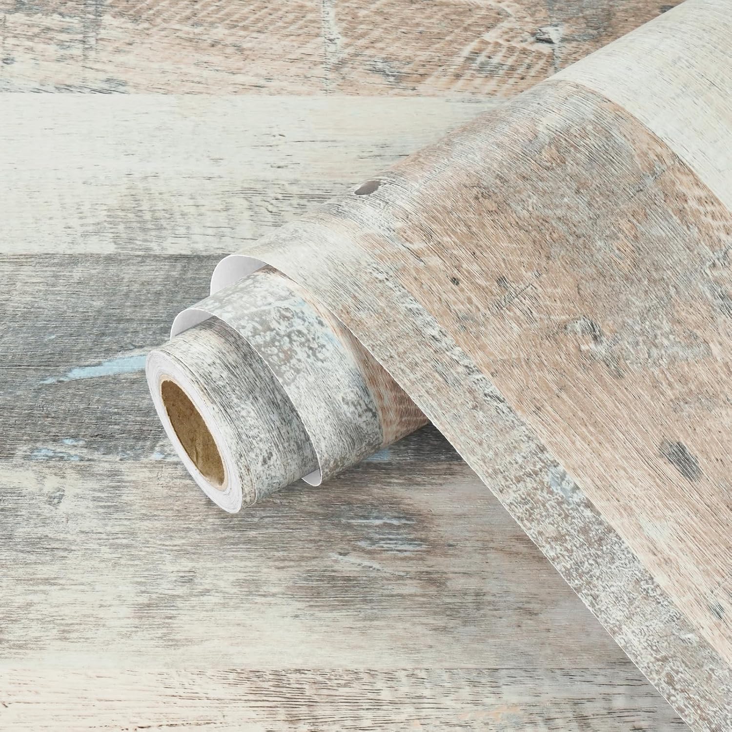 Wallercity Vintage Butcher Block Contact Paper for Countertops Vinyl Gray/Green Thick Waterproof Bathroom Wood Grain Peel and Stick Wallpaper for Cabinets Table Top Kitchen Backsplash 24''x118''