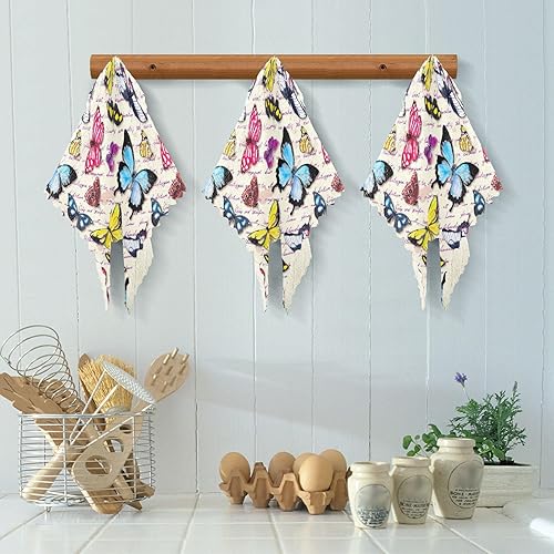 Miniatura 6 de linqin Butterflies Text Set of 6 Fast Drying Microfiber Dish Towel Decorative Cotton Microfiber Drying Towels for Car Detailing Reusable for