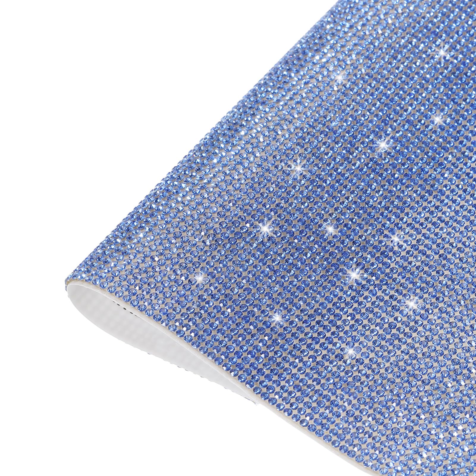 Feuille de strass autocollante bleu clair pour réparer et décorer vos tissus