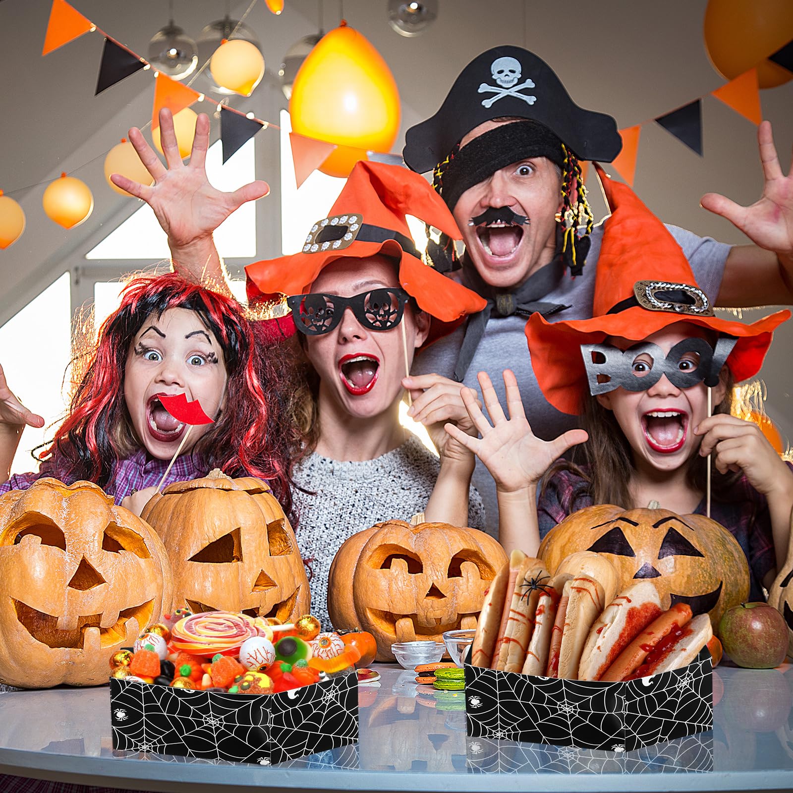 WorldBazaar Halloween Tabletts - 60 Stück Einweg-Papiertabletts