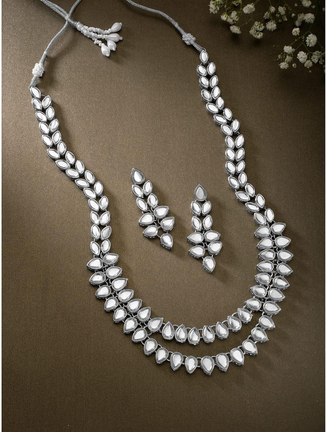 I Jewels Gold Plated Indian Wedding Bollywood Kundan Necklace Jewellery Set with Earrings for Women