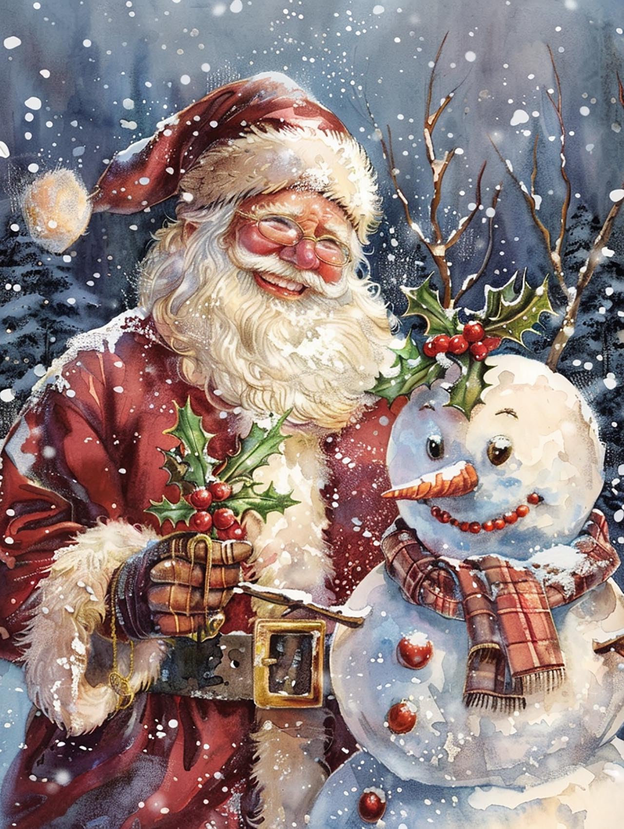 Reofrey Dipingere con i Numeri per Adulti Babbo Natale 40x50cm - Natale Paint by Numbers Kits Completo di Pennelli, Pigmenti Acrilici - Ideale per Disegno, Decorazione Casa e Regalo Creativo PP1295