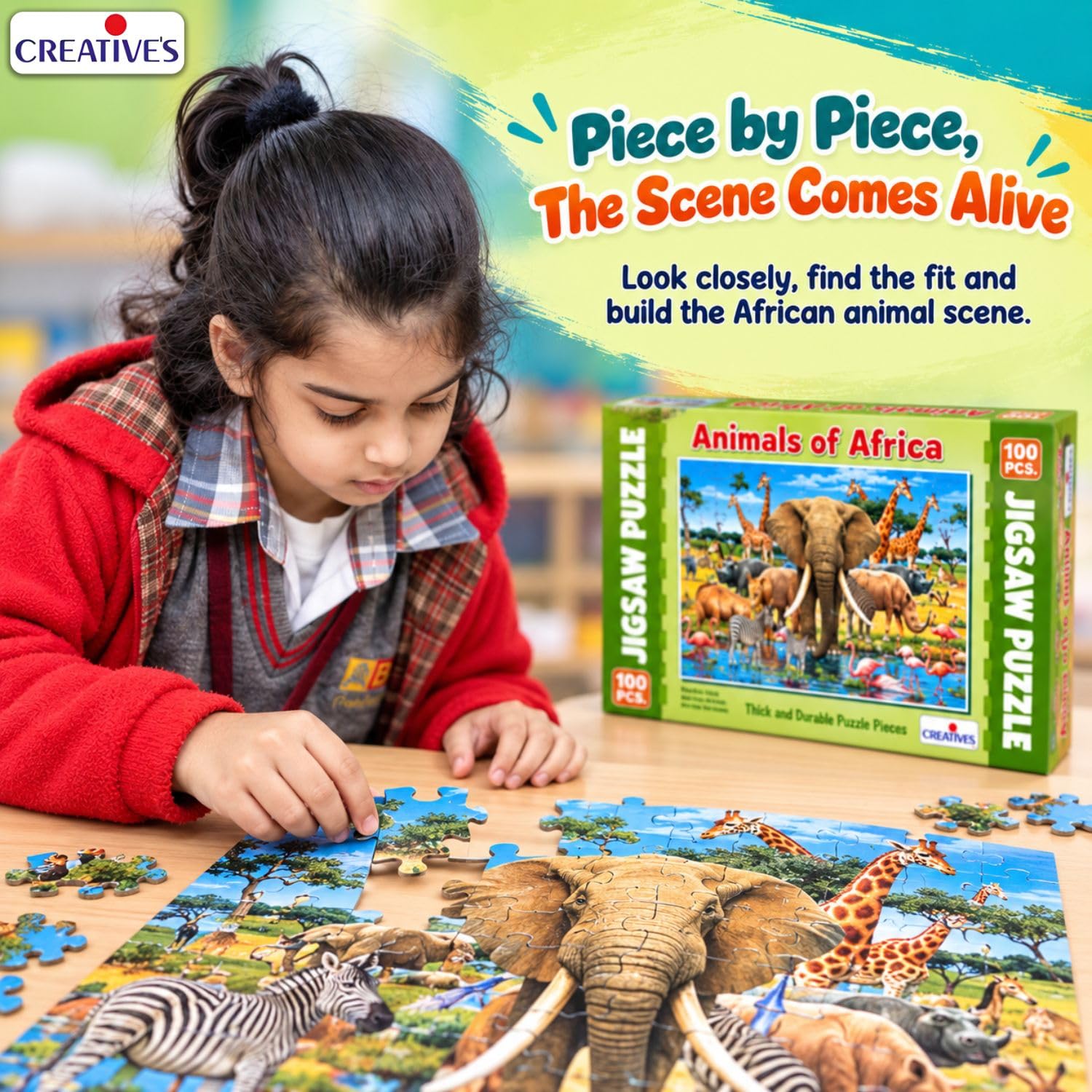 African Animal Jigsaw Puzzles for Kids - 100 Pieces -3