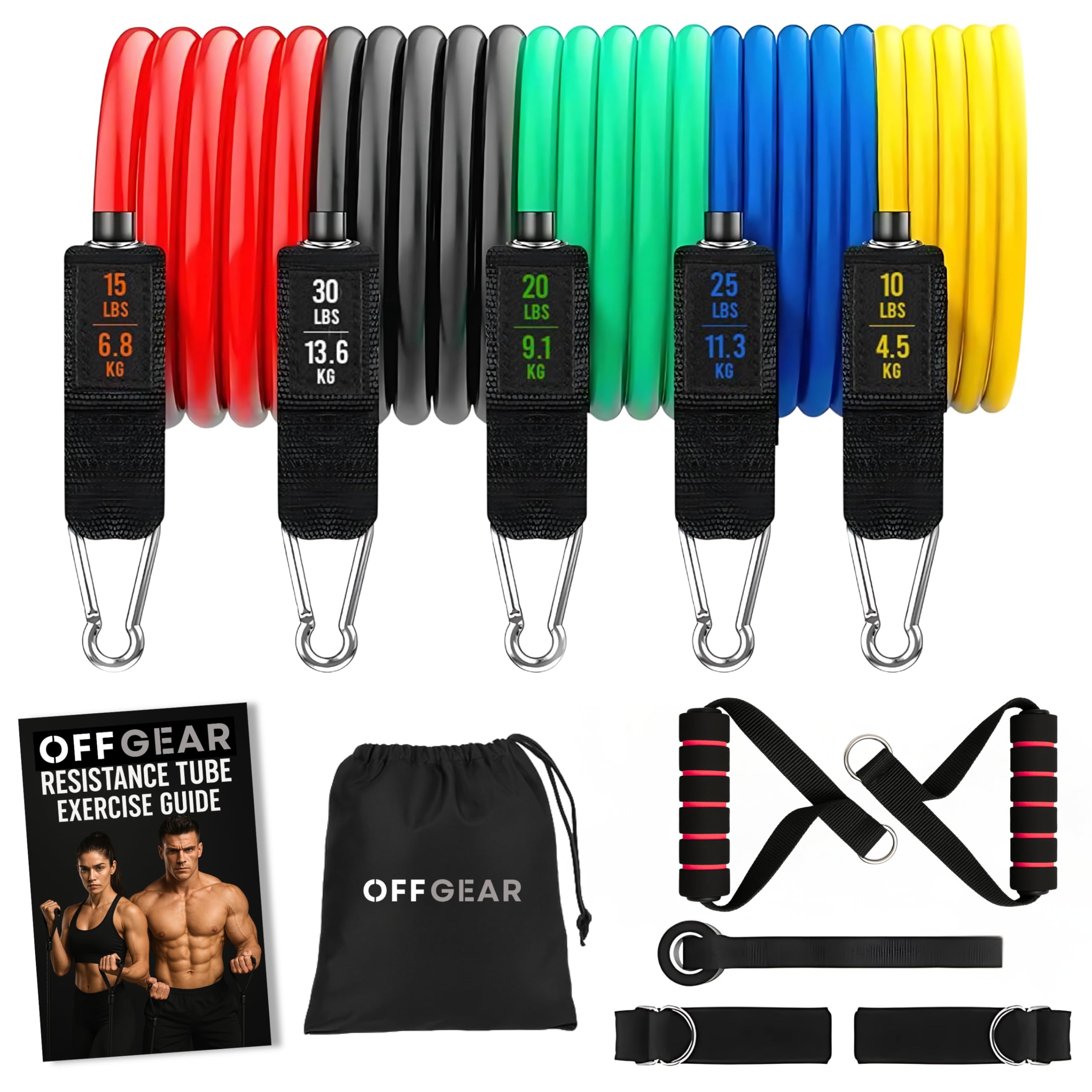 OFFGEAR Resistance Bands Set for Home Workout – Stackable Resistance Tubes with Handles, Ankle Straps, Door Anchor & Exercise Guide | Full Body Training Bands for Men & Women-picture-54