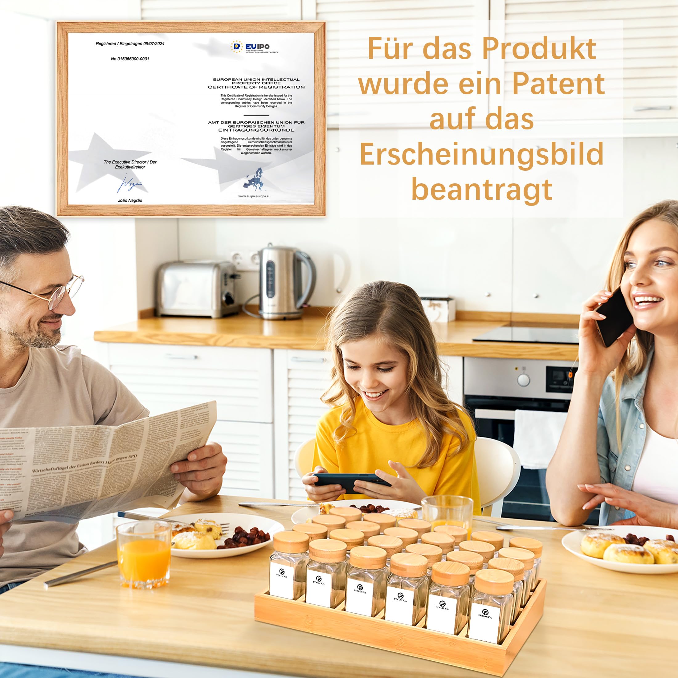 Umweltfreundliches Gewürzregale Holz mit 24 Bambusfächern | 24 120ml-Gewürzgläser Drawer Organizer | Gewürzregal mit Gläsern Gewürzetiketten | Gewürzregal Stehend | Gewürz Organizer