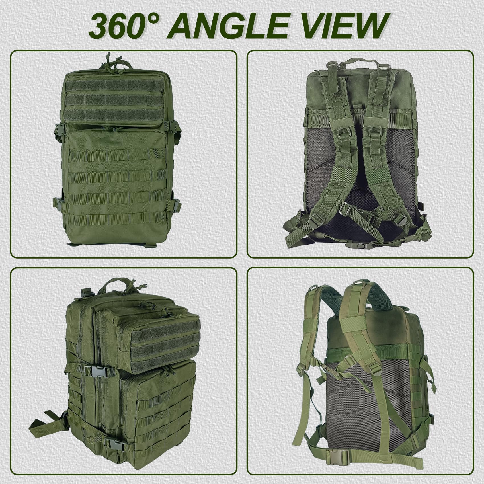 HEMSO Zaino Militare 45 Litri, Impermeabile Grande Zaino Tattico, Molle Zaini di Assalto per Uomo Donna Università Sopravvivenza Viaggio Trekking Campeggio Caccia Moto Palestra Fotografico