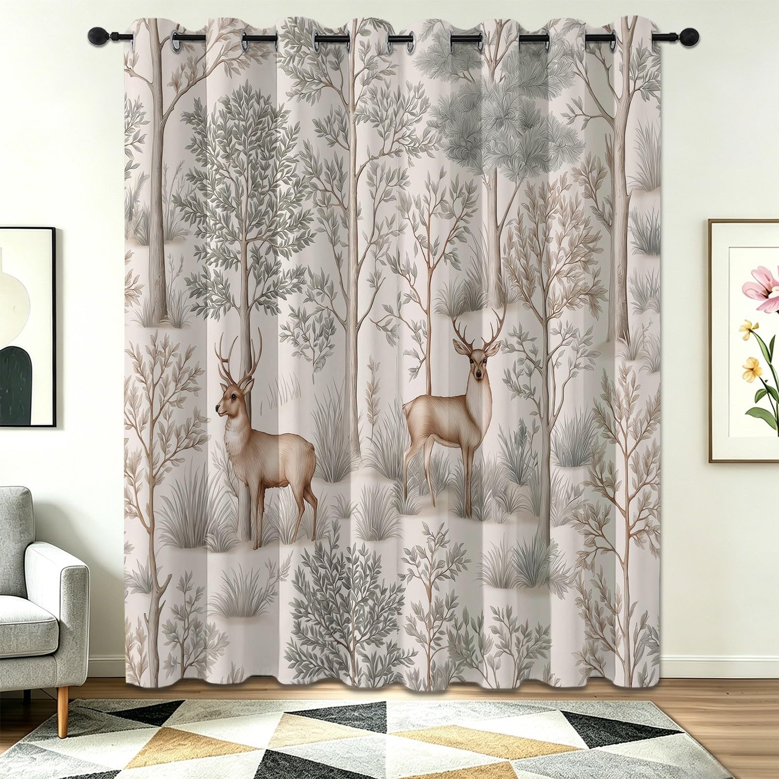 Rideaux réduction du bruit beige scandinave 110x215cm pour salon calme