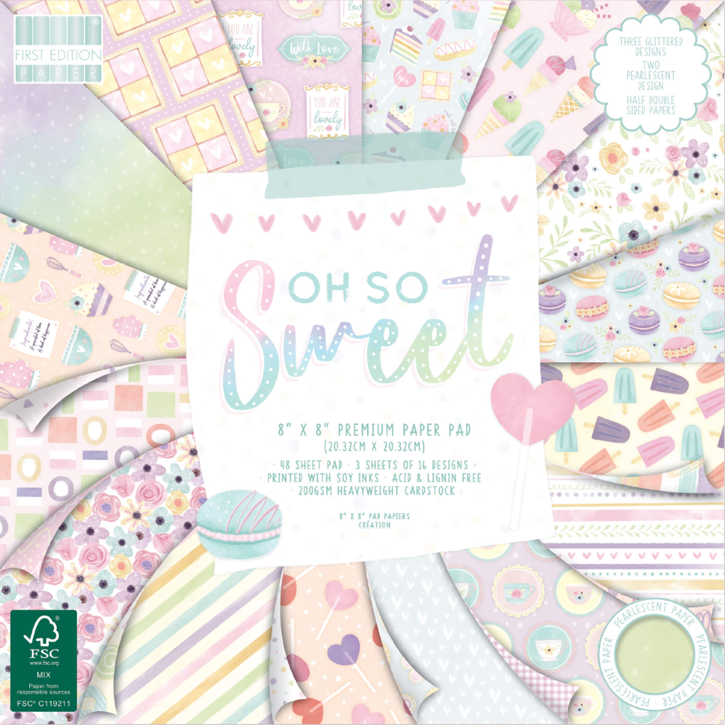 First Edition Multi Fsc 8X8 Paper Pad-Oh So Sweet, One Size