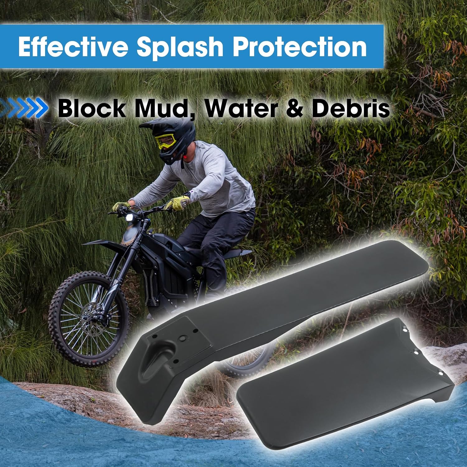 Electric Dirt Bike Front and Rear Fenders Compatible with Tuttio Soleil 01, Black Electric Bike Mudguard Splash Mud Guard