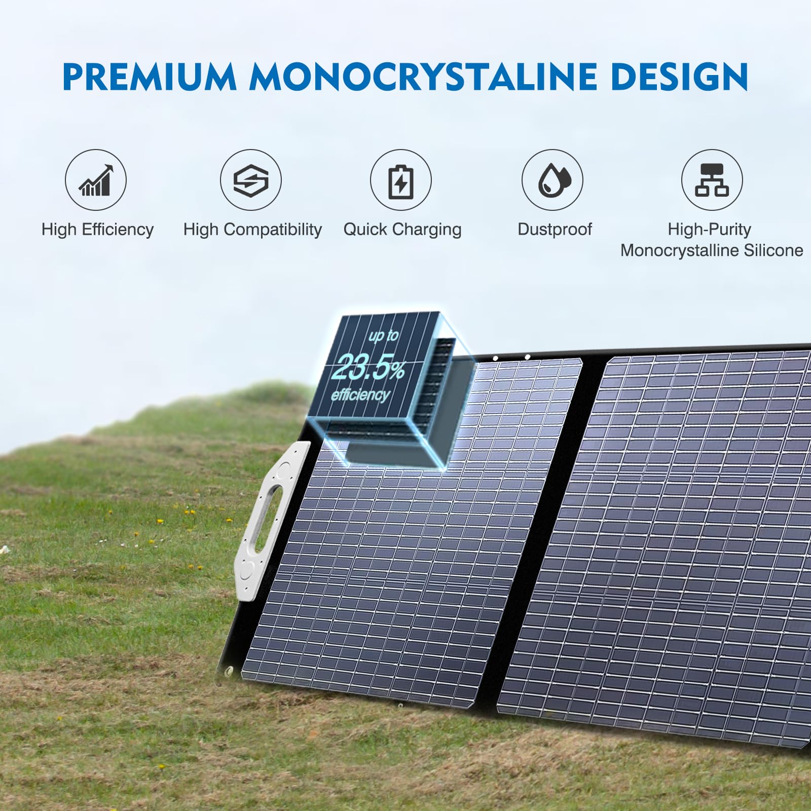 Panneau Solaire Pliable 100W – Module Solaire/Chargeur Solaire pour Power Station Portable et Générateur Solaire, Étanchéité IP67, Idéal pour Camping, Randonnée et Caravane