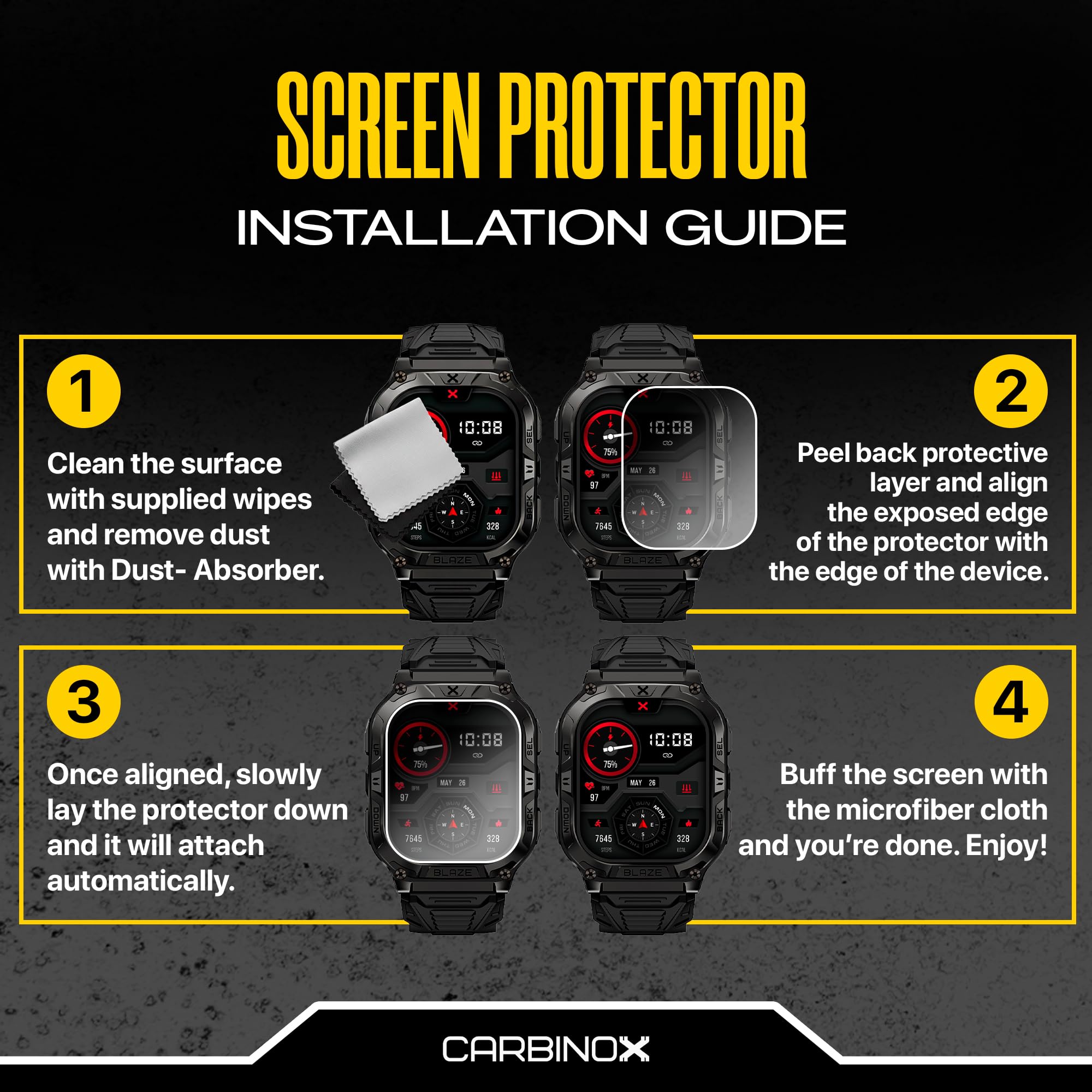 CARBINOX Protector de pantalla de vidrio templado compatible con relojes inteligentes, alta transparencia, antiarañazos, alta sensibilidad, sin burbujas (paquete de 2) Blaze S