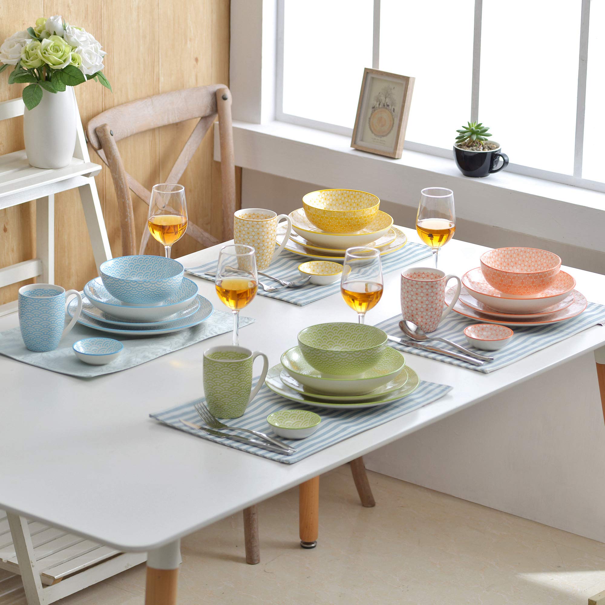 vancasso, série Natsuki, assiette creuse, 12 pièces, en porcelaine, style japonais