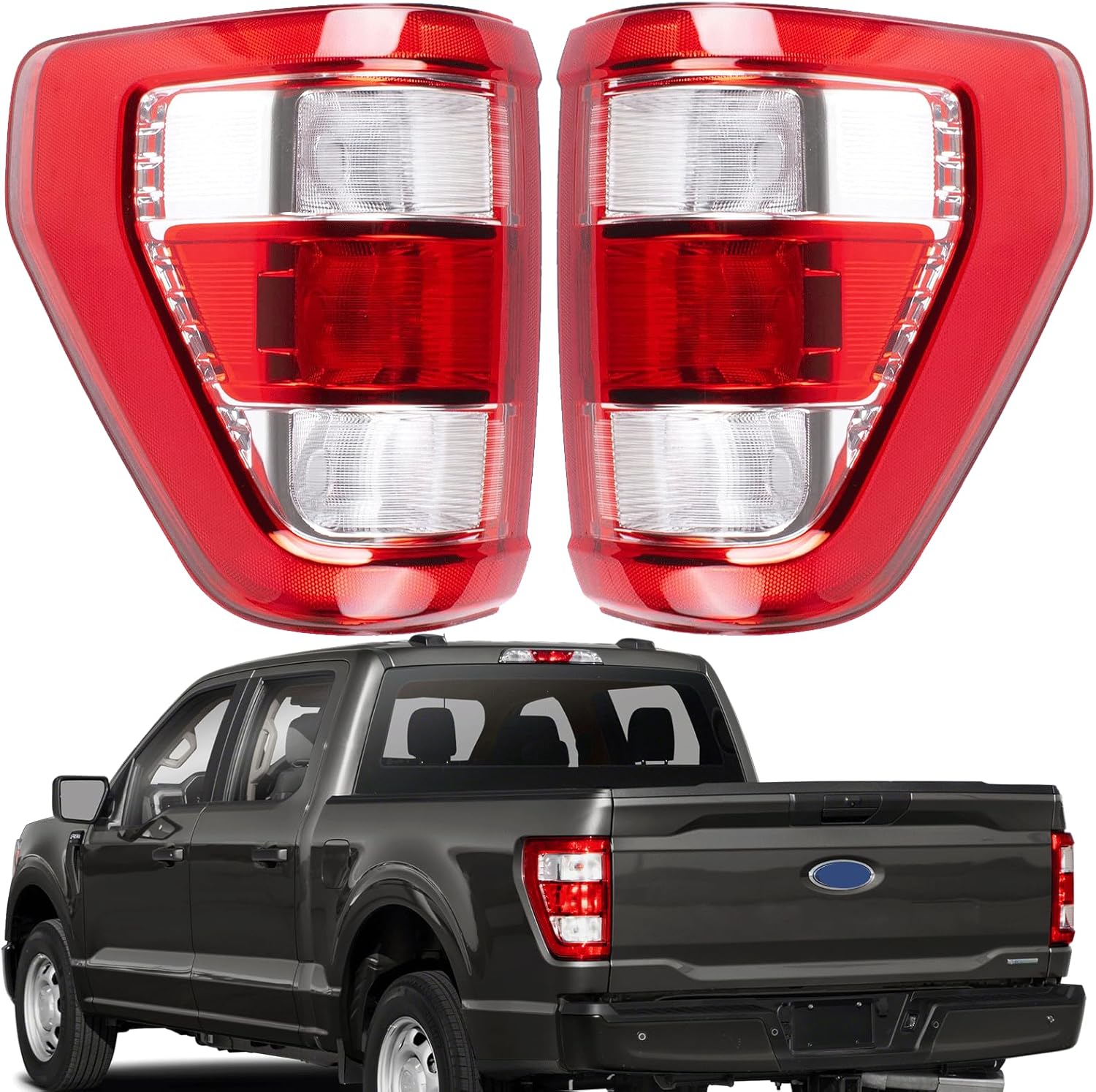 Tail Light Compatible With Ford F150 F-150 2009 2010 2011 2012 2013 2014 Passenger and Driver Side Smoked Taillights Replaces BL3Z13404AB