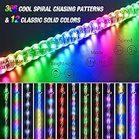Vista 2 de Nilight - 2 luces de látigo LED RGB en espiral de 2 pies con control remoto por RF, luz de persecución/baile RGB, látigos de antena iluminados