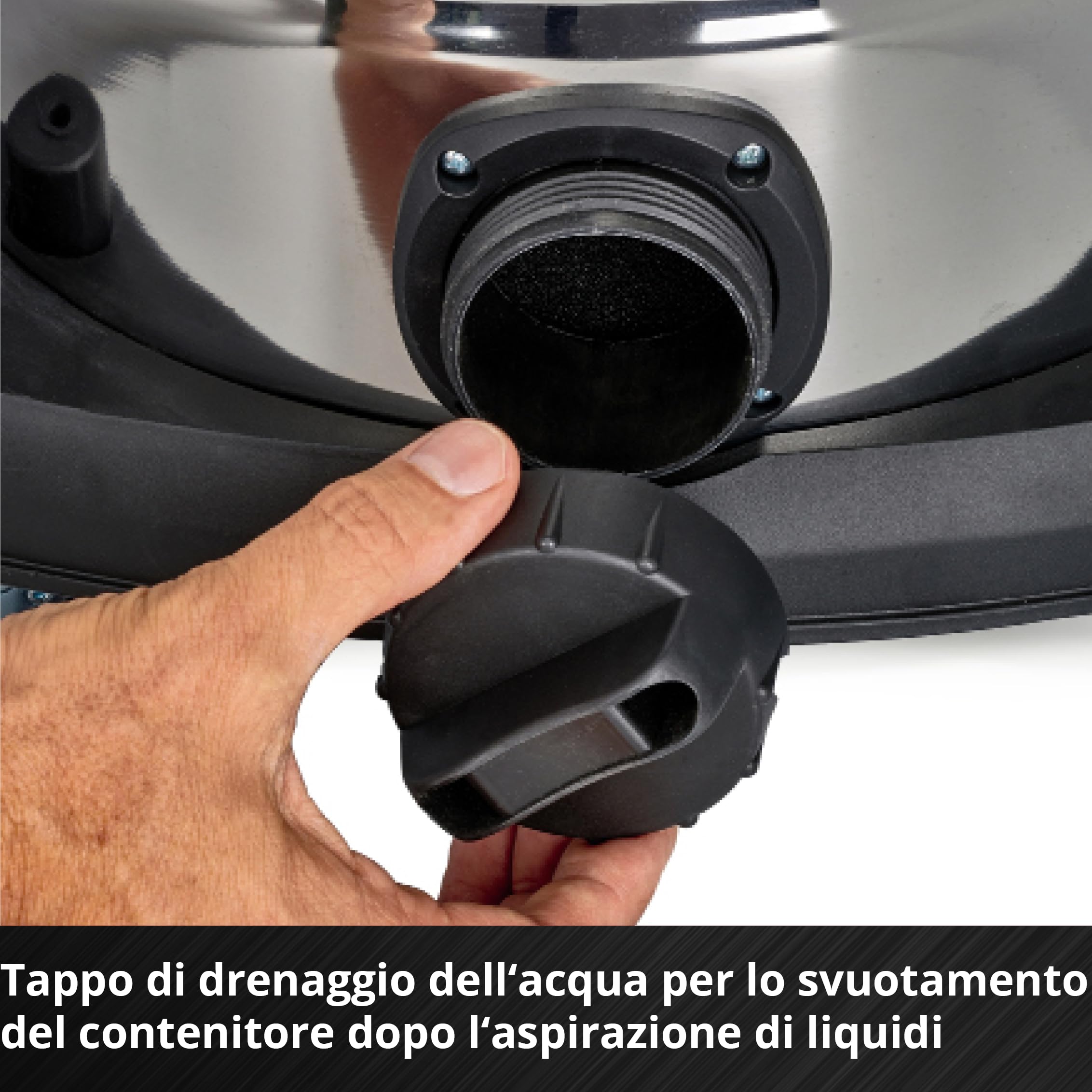 Einhell TE-VC 36/30 Li S-Solo Bidone aspira solidi e liquidi a batteria Power X-Change (36V - 2x18V, vano 30 L, depressione 150 mbar, tubo flessibile 250 cm, senza batteria e caricabatteria)