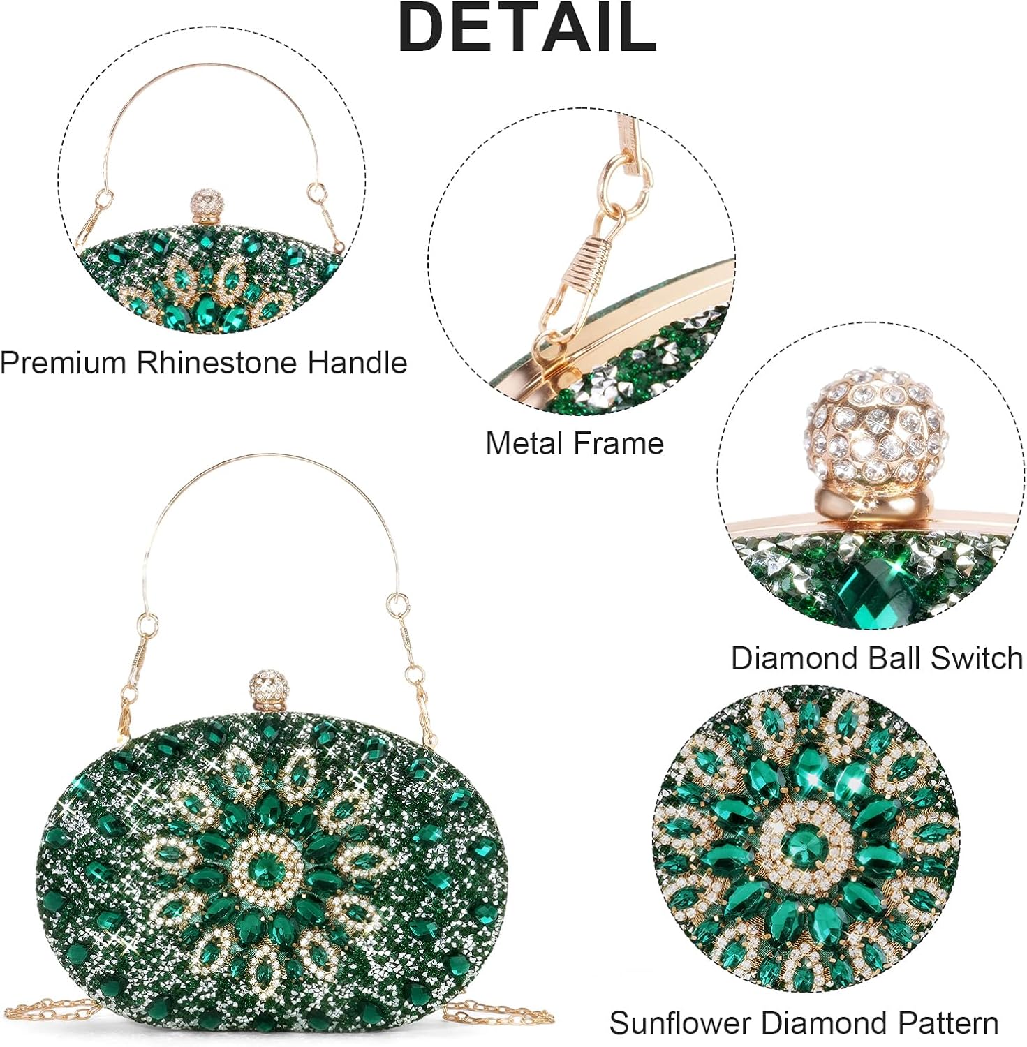 Rhinestone Clutch Purses for Women Evening Wedding Formal Party Purses Crystal Diamond Glitter Sparkly Handbag - Image 4