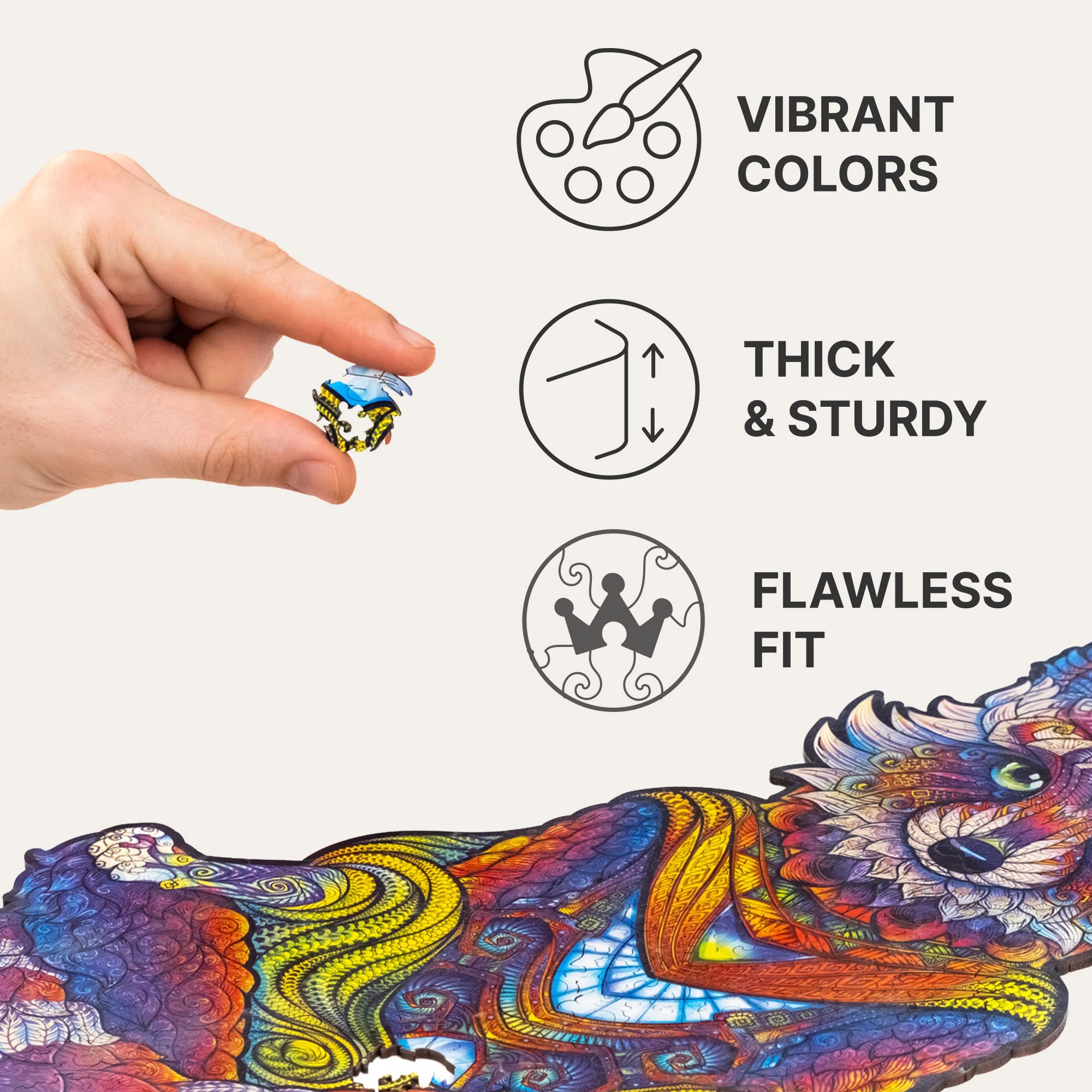 UNIDRAGON Original Wooden Puzzle – Emancipatory Raccoon, 281 Pieces, Large Size 30 x 40 cm, Beautiful Gift Packaging, Unique Shape, Best Gift for Adults