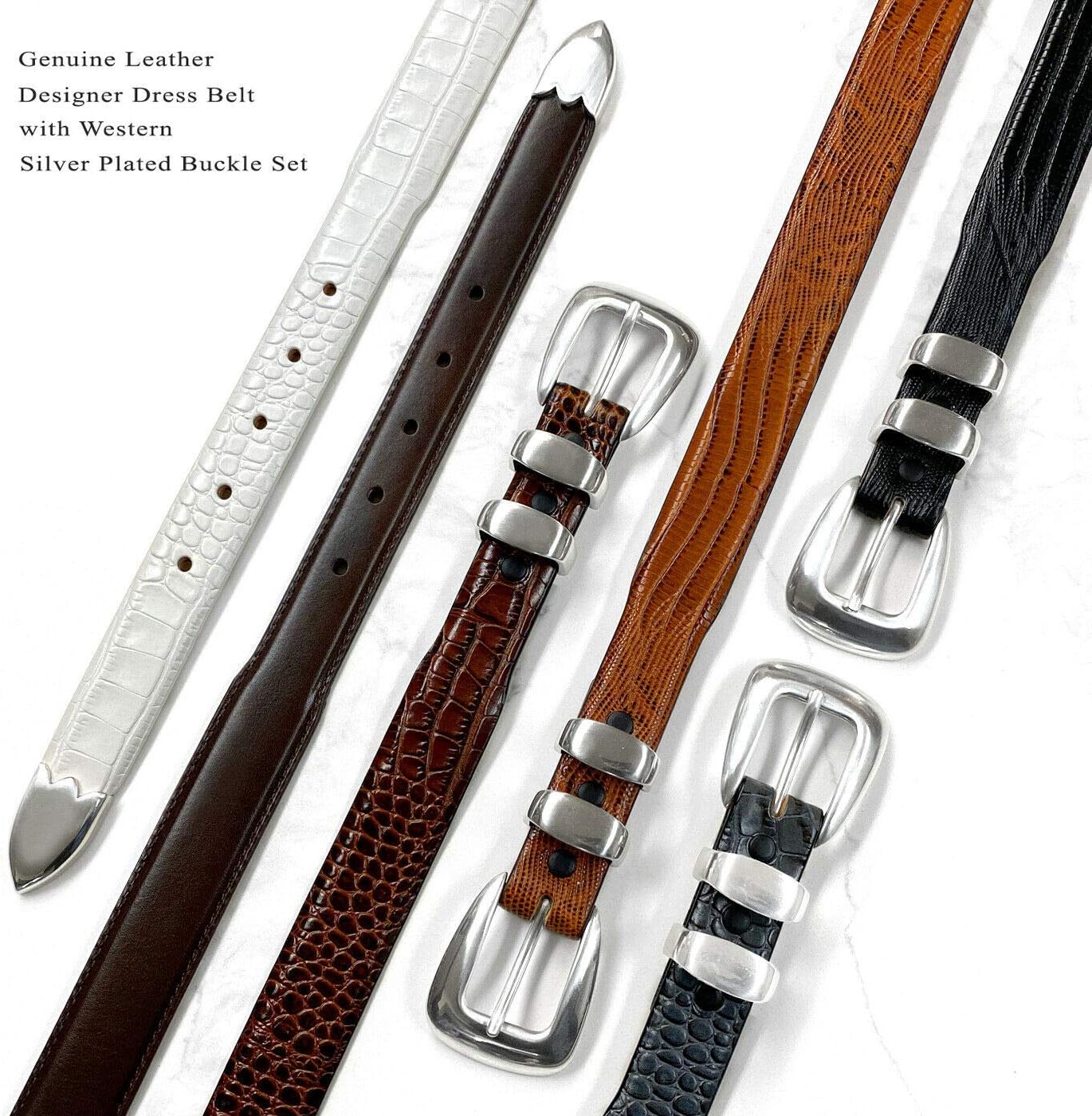 S5525 Genuine Full-Grain Cowhide Leather Designer Dress Belt 1-1/8"(30mm) taper down to 1"(25mm) wide - Image 5
