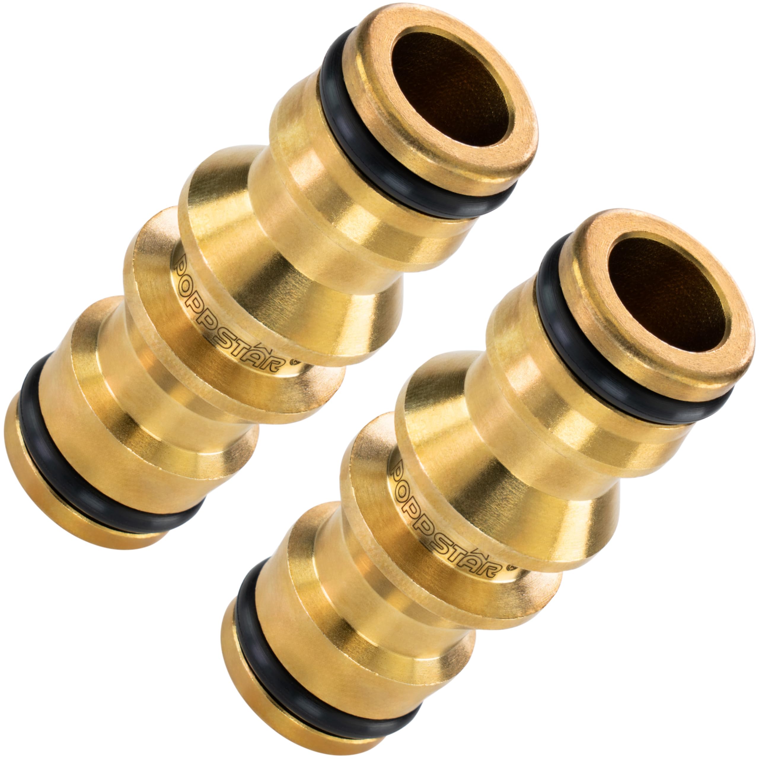 POPPSTAR 2x Brass Hose Connector for Quick-Connect Garden Hose Systems