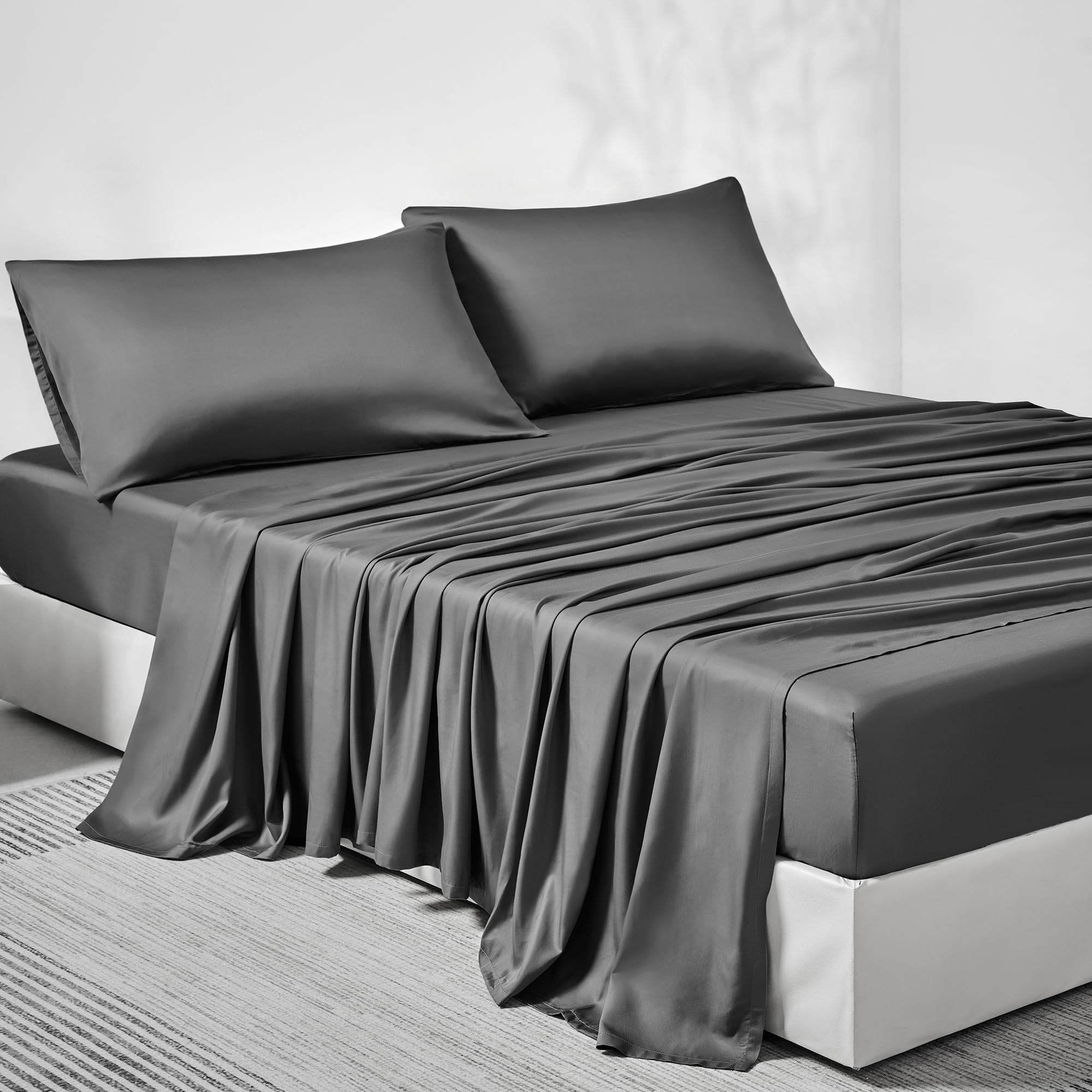 JELLYMONI King Sheet Set, Luxury Rayon Derived from Bamboo, Cooling Bed Sheet Set - Ultra Soft, Breathable, Eco-Friendly, ...