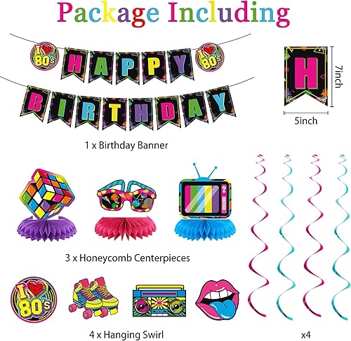 Miniatura 2 de Holkcog Decoraciones de fiesta de los años 80, suministros de decoración de fiesta de cumpleaños temática de los 80, suministros para fiesta de los