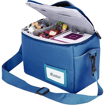 Children's Luggage Bag Lots of Space for Toniebox Figures Tigerbox Transport Film Audio Figures Music Boxes Music Cube Charger Headphones Tigercard Ideal for Tonie Starter Set Blue Polyester