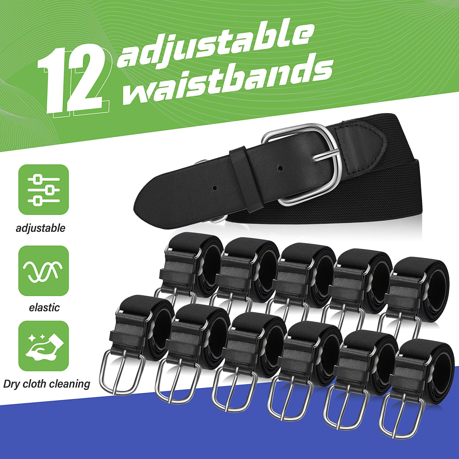 Hercicy 12 Pcs Baseball Belts Softball Belts Bulk for Adult and Youth Adjustable
