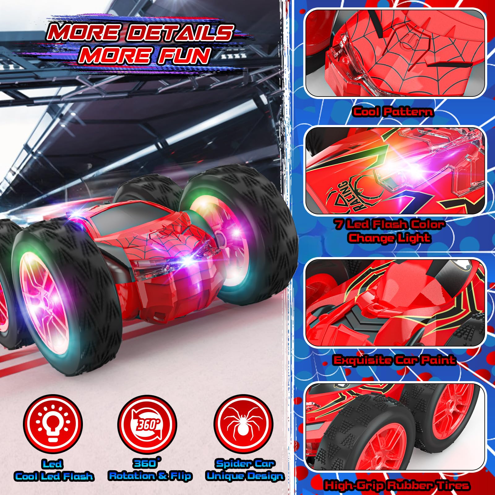 Coche Teledirigido 4x4 Con Luces Y Spray | 360° Rotación Y Drift | 60 Min De Batería | Regalo Para Niños 5-11 Años Coche Teledirigido 4x4 Con Luces Y Spray | 360° Rotación Y Drift | 60 Min De Batería | Regalo Para Niños 5-11 Años